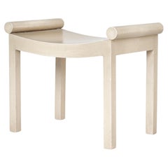 Taburete sueco Grace de madera de abedul lacada en blanco, Suecia, años 30