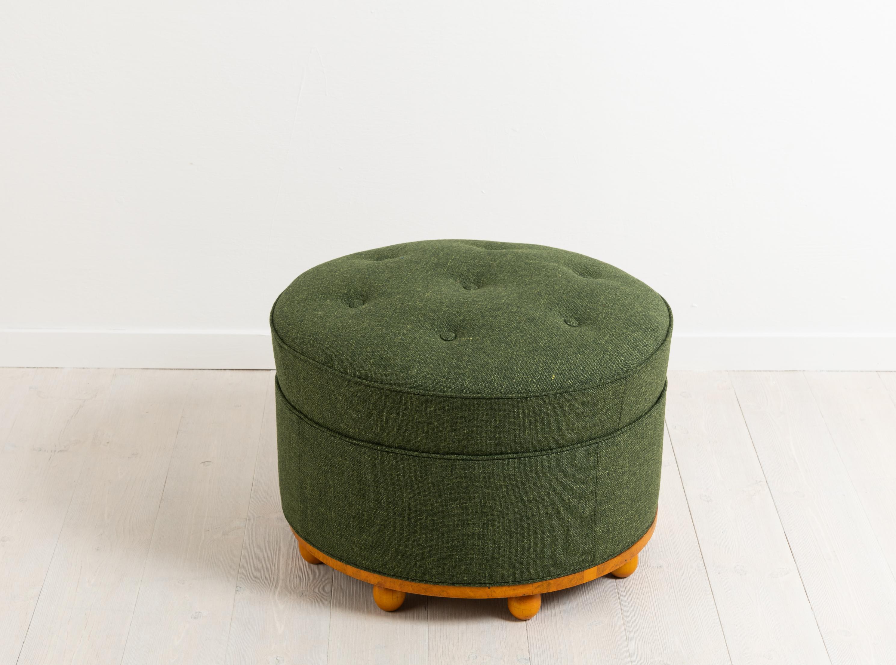 Art Deco Swedish Grace Stool or Pouf from the Early 20th Century