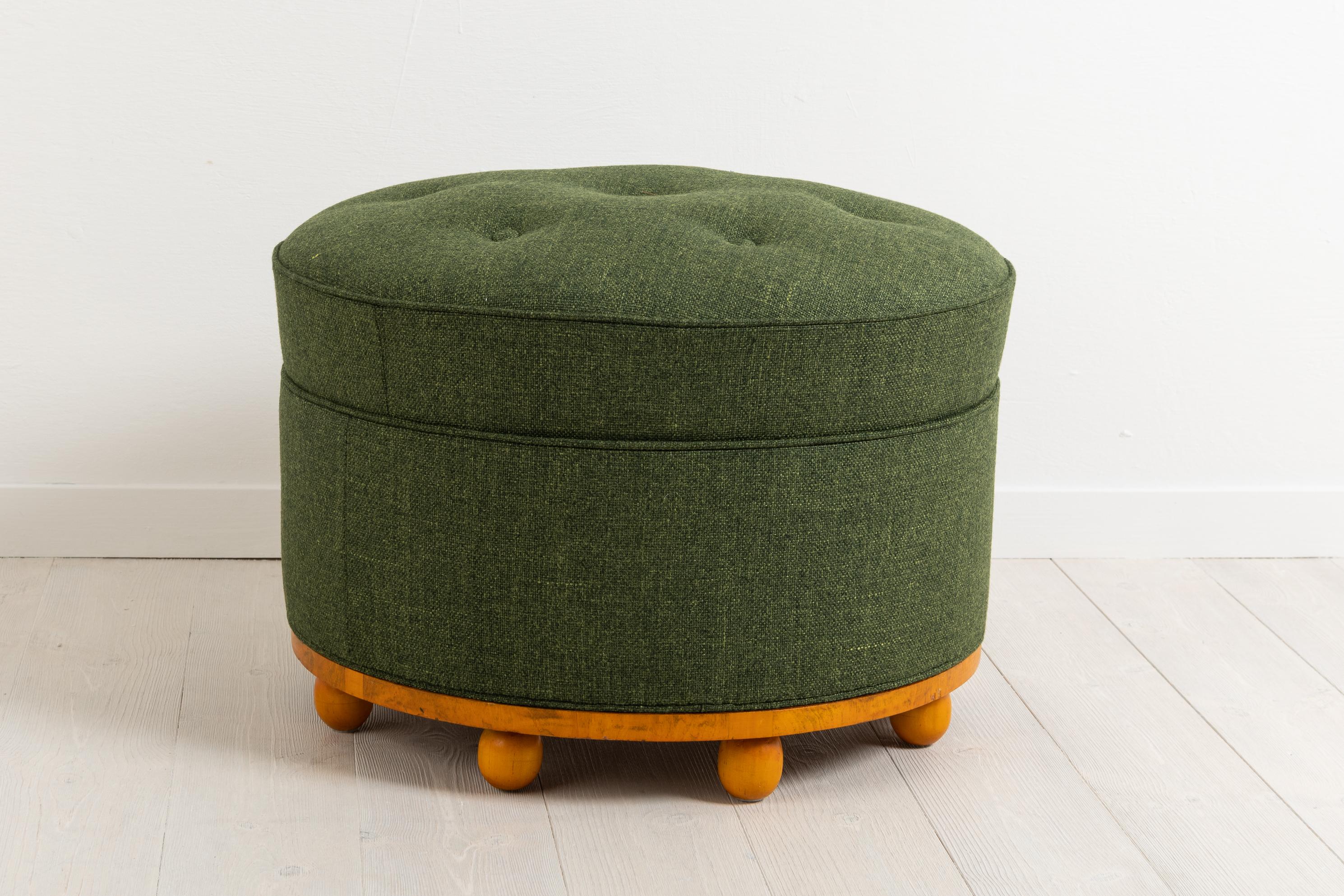 Fabric Swedish Grace Stool or Pouf from the Early 20th Century