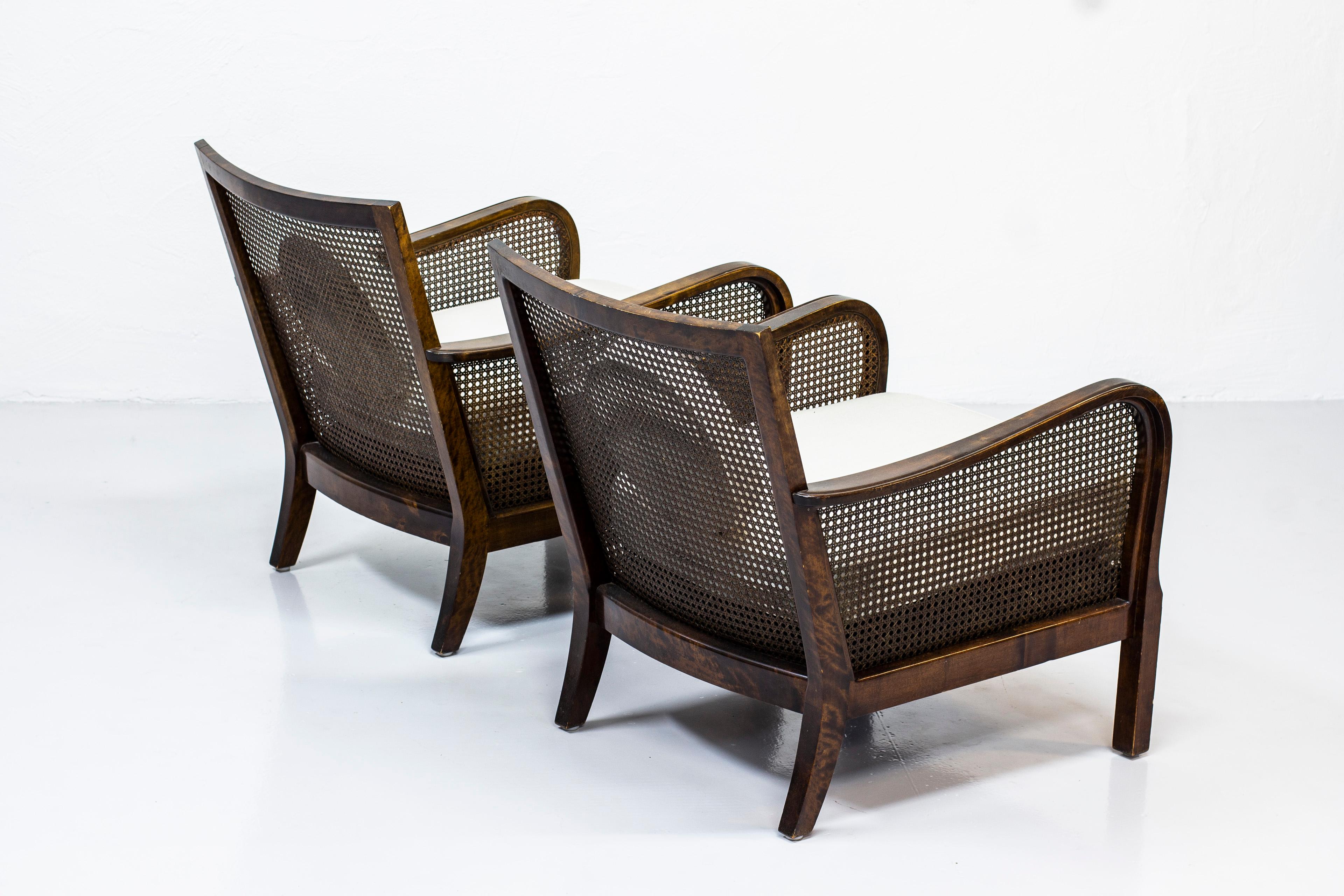 Scandinavian Modern Swedish Grace Style Lounge Chairs Attributed to Otto Schulz and Boet