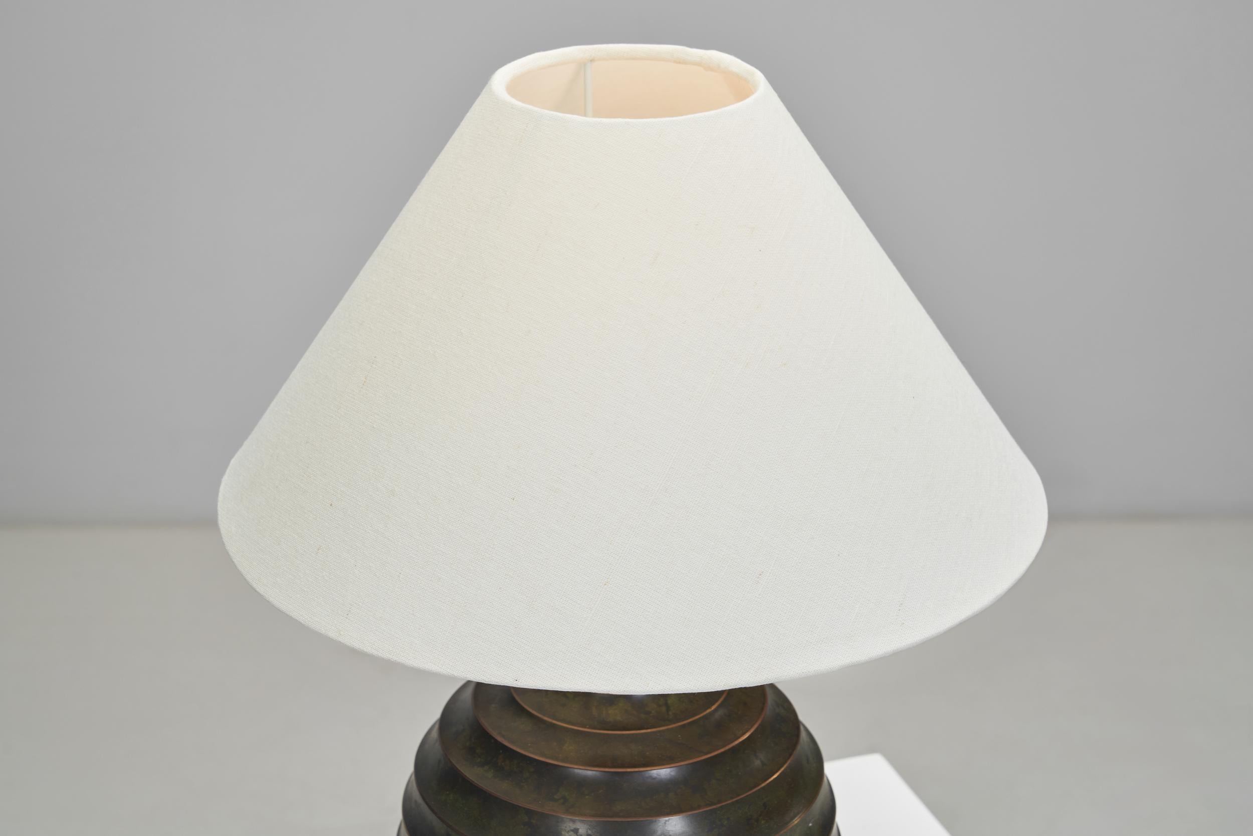 Swedish Grace Svenska Metallverken Table Lamp in Bronzed Brass, Sweden ca 1920s 6