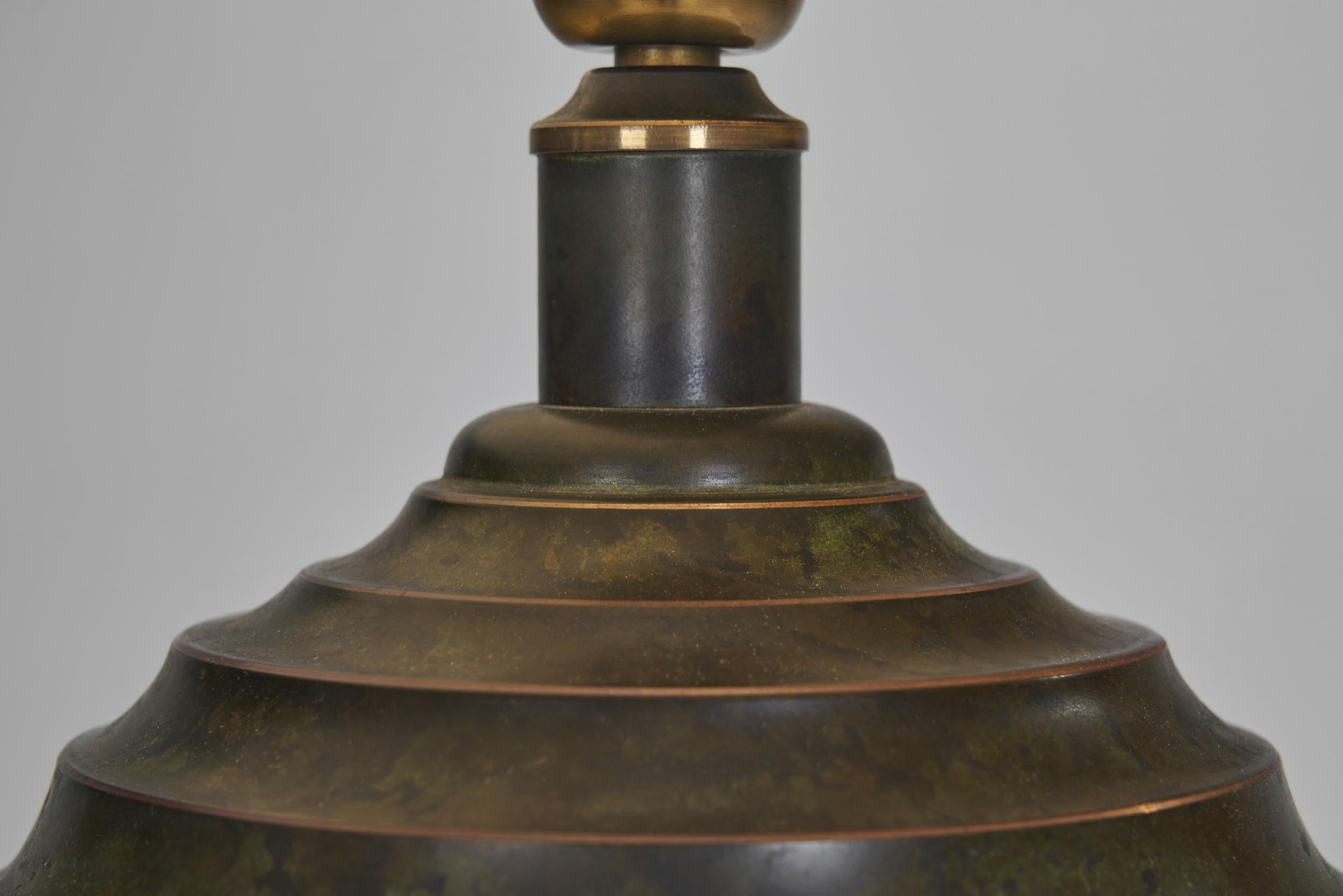 Swedish Grace Svenska Metallverken Table Lamp in Bronzed Brass, Sweden ca 1920s 11