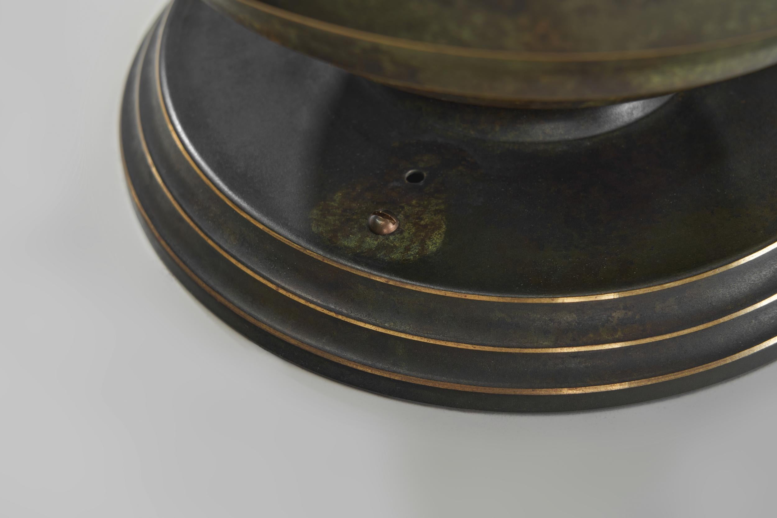 Swedish Grace Svenska Metallverken Table Lamp in Bronzed Brass, Sweden ca 1920s 13