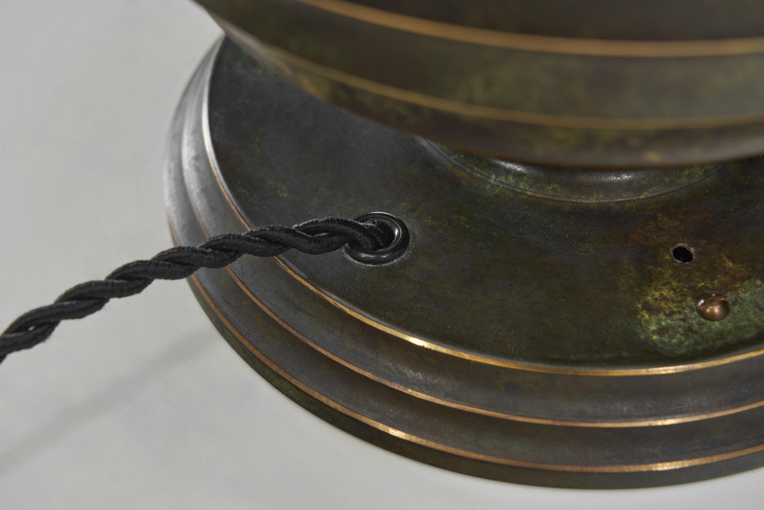 Swedish Grace Svenska Metallverken Table Lamp in Bronzed Brass, Sweden ca 1920s 14