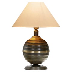 Swedish Grace Svenska Metallverken Table Lamp in Bronzed Brass, Sweden ca 1920s