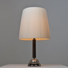 Swedish Grace Table Lamp attr Anna Petrus, C. G Hallberg, Ebony & Pewter 1920s