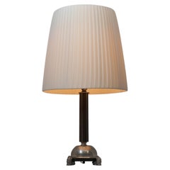 Swedish Grace Table Lamp attr Anna Petrus, C. G Hallberg, Ebony & Pewter 1920s