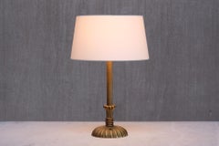 Swedish Grace Table Lamp in Fluted and Reeded Patinated Brass, Sweden, 1930s
