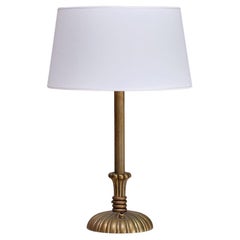 Swedish Grace Table Lamp in Fluted and Reeded Patinated Brass, Sweden, 1930s