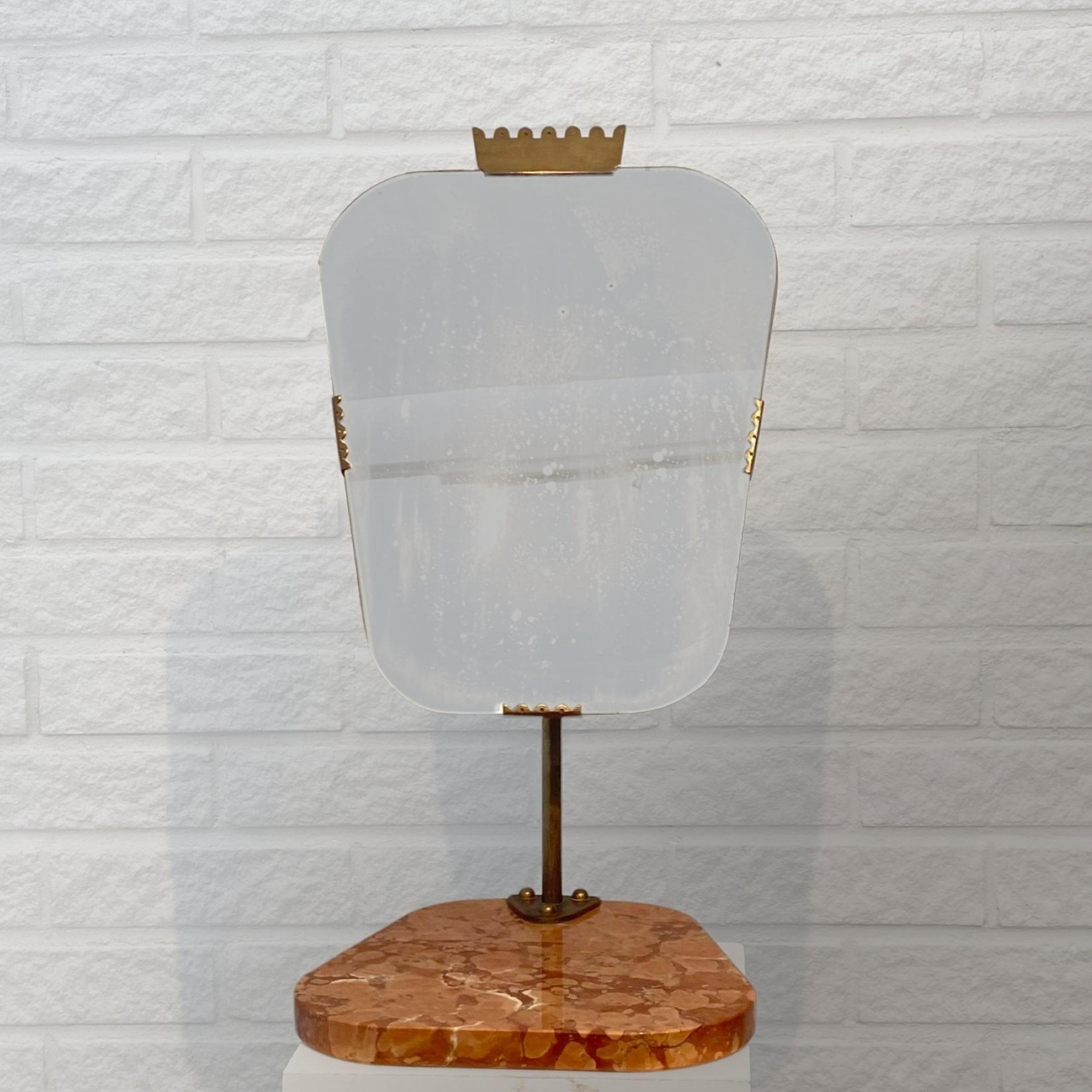 Mid-20th Century Swedish Grace table vanity mirror, marble and brass, Sweden, 1930s For Sale