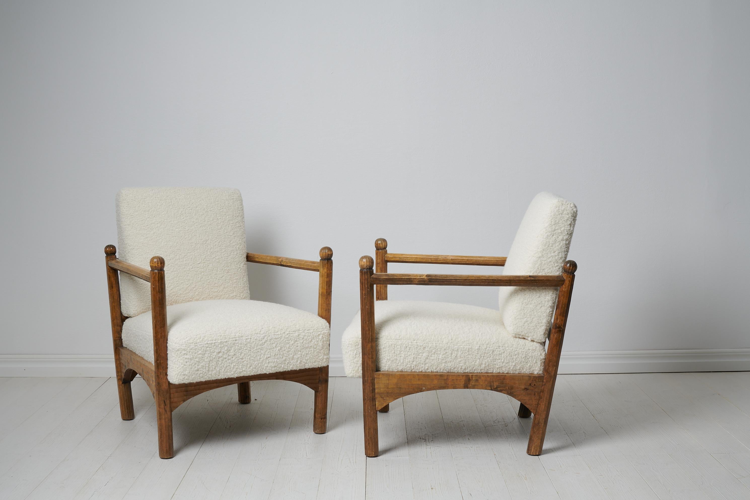 Scandinavian Modern Swedish Grace Unusual Upholstered Armchairs For Sale