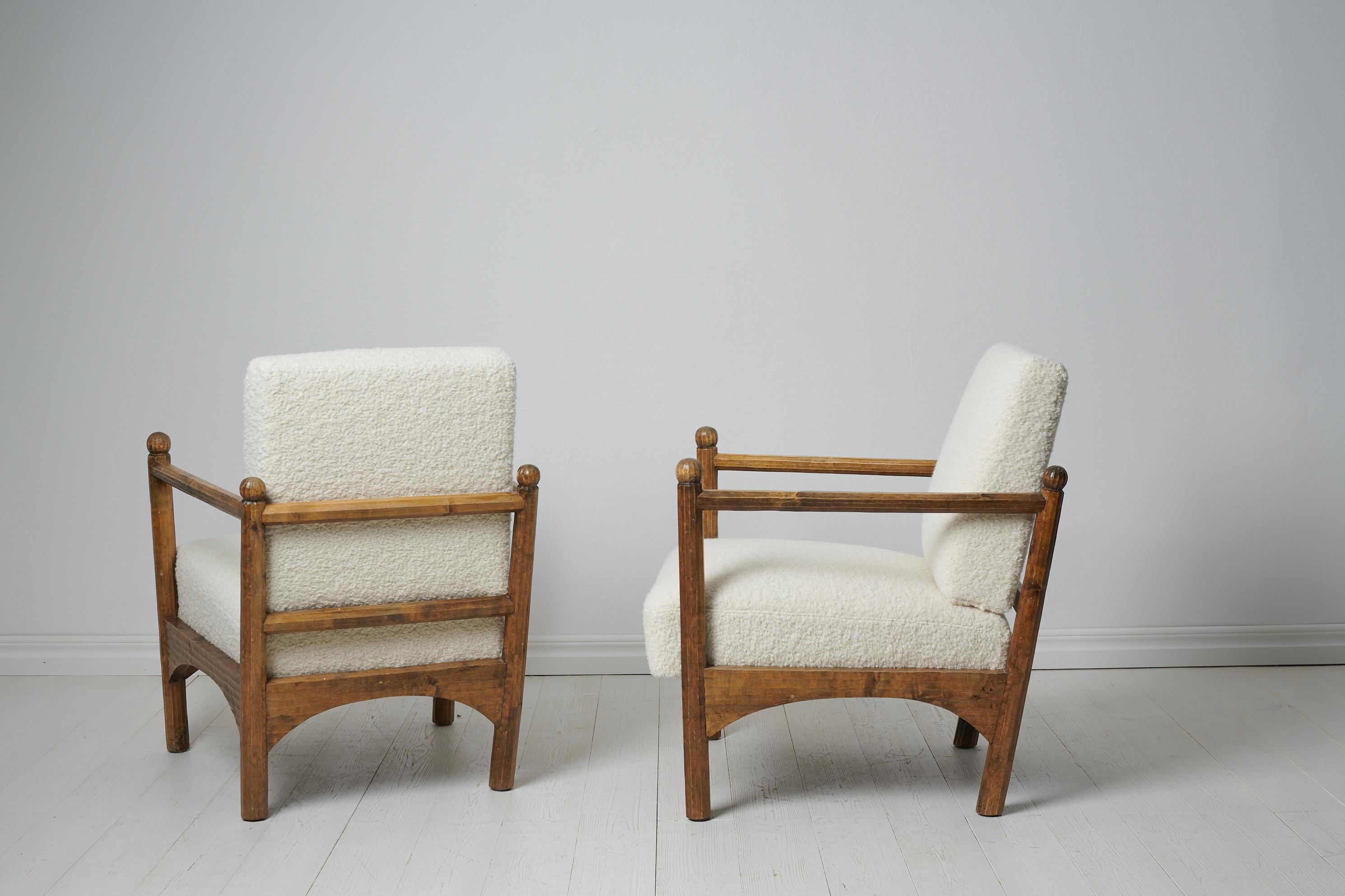 Swedish Grace Unusual Upholstered Armchairs In Good Condition For Sale In Kramfors, SE