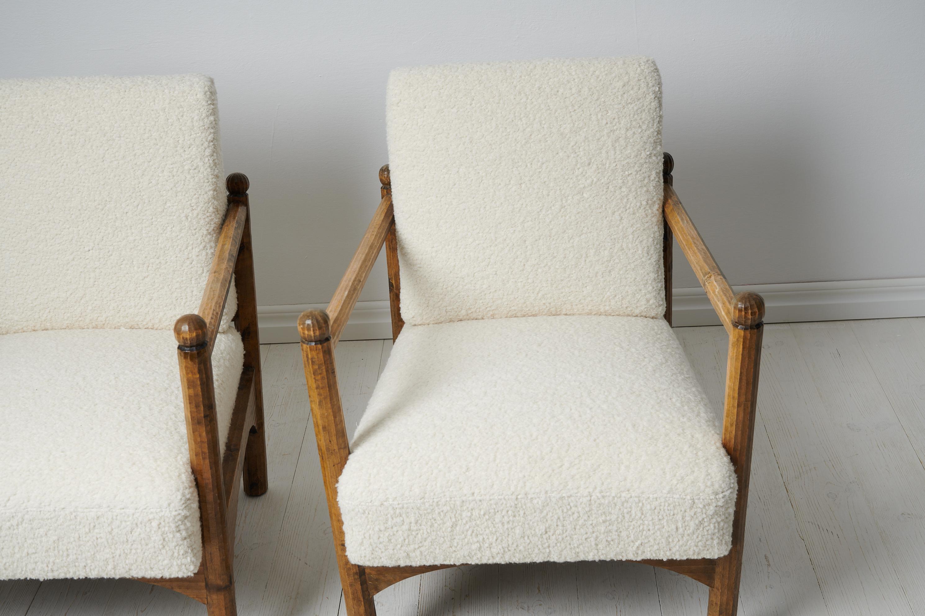 Birch Swedish Grace Unusual Upholstered Armchairs For Sale