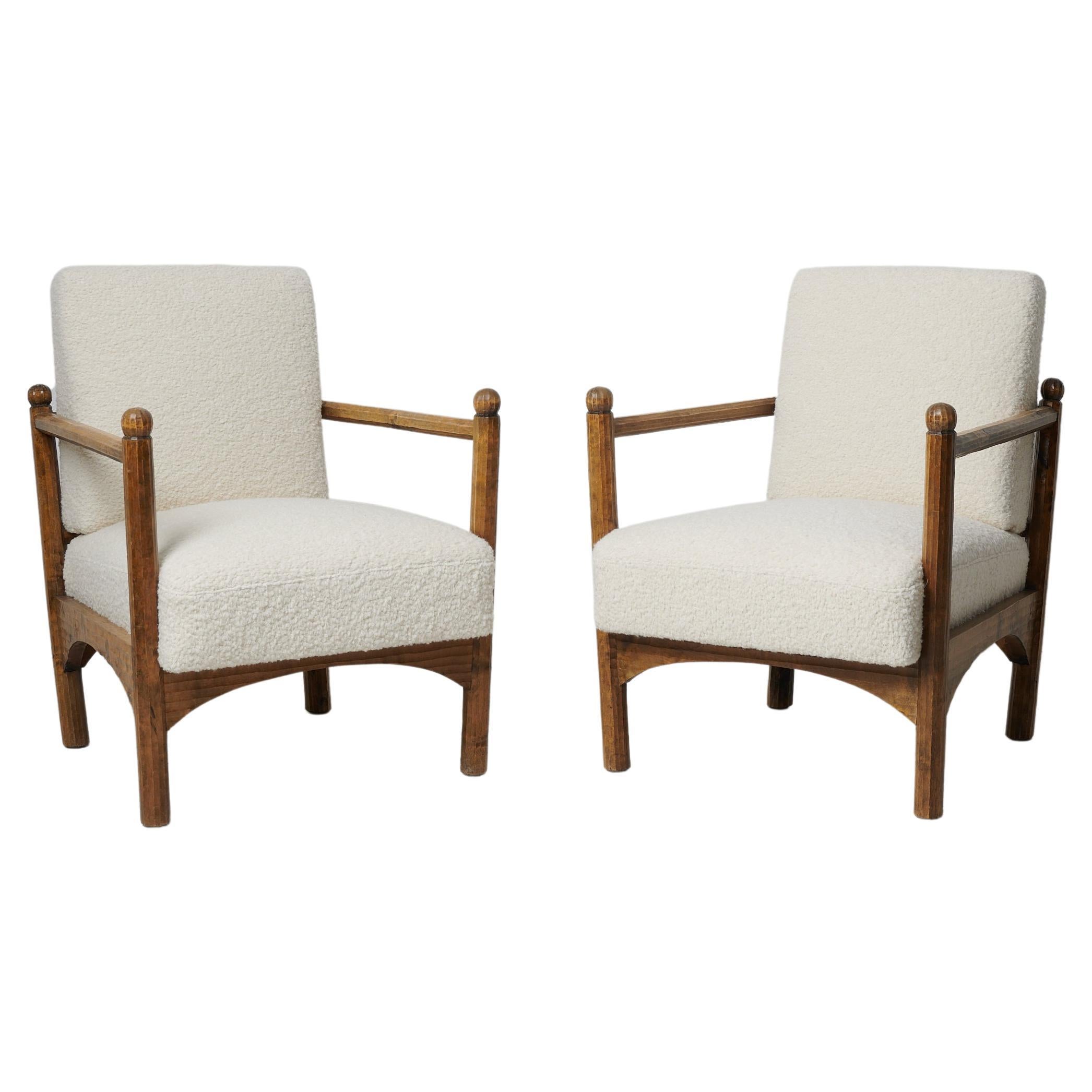 Swedish Grace Unusual Upholstered Armchairs For Sale