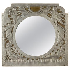 Swedish Grace Vintage Pewter Wall Mirror, Sweden, 1920s
