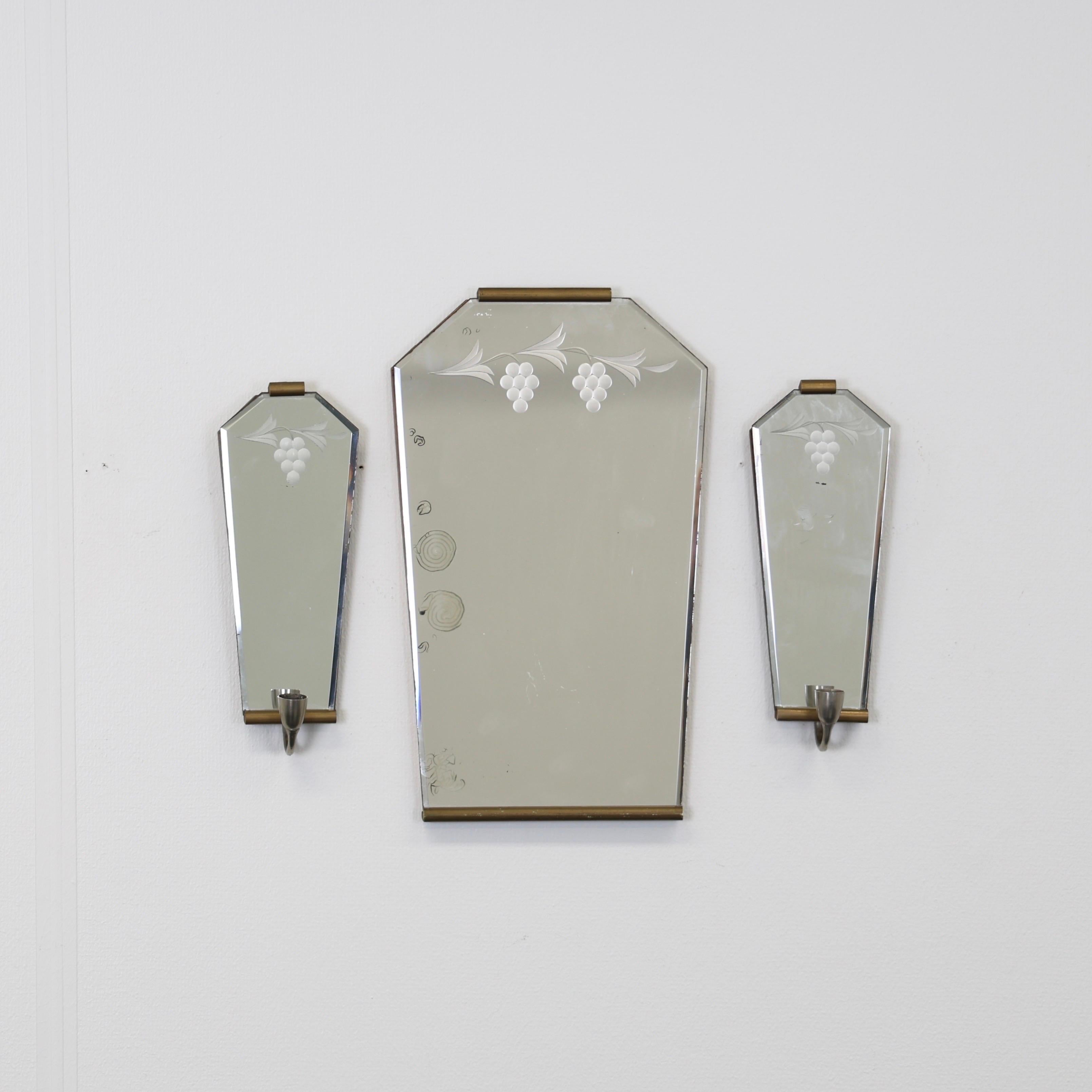 Miroir mural Grace et appliques à bougies, années 1940, Suède en vente 5
