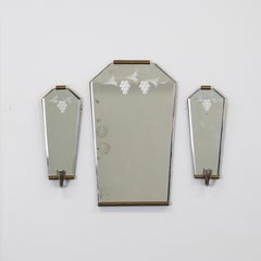 Swedish Grace Wall Mirror and Candle Sconces, 1940s, Sweden