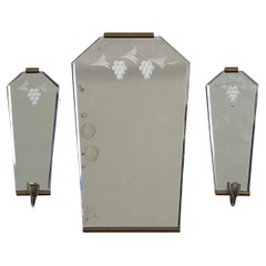 Swedish Grace Wall Mirror and Candle Sconces, 1940s, Sweden