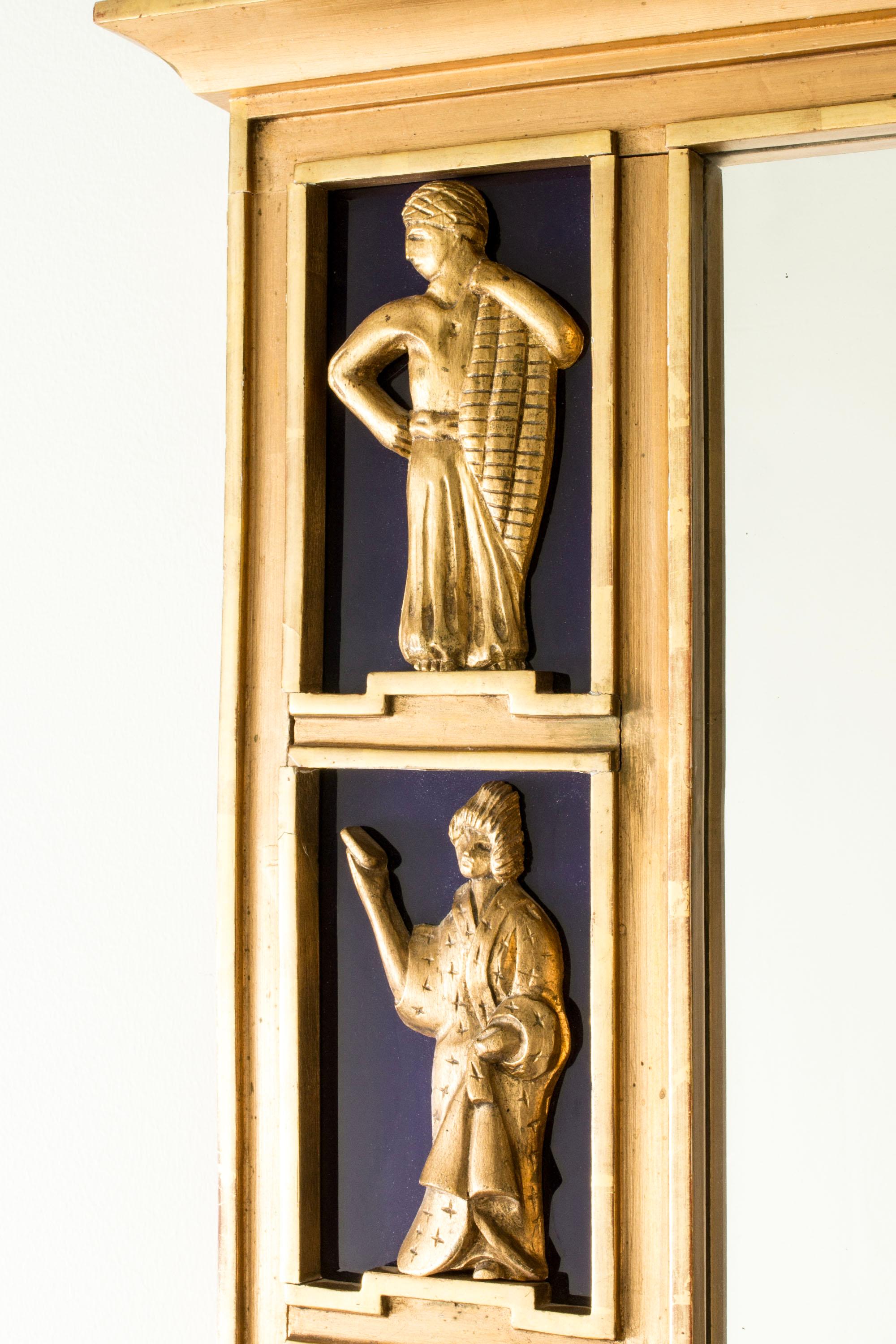 Espejo de pared Grace sueco con figuritas, Suecia, años 20 Vidrio en venta