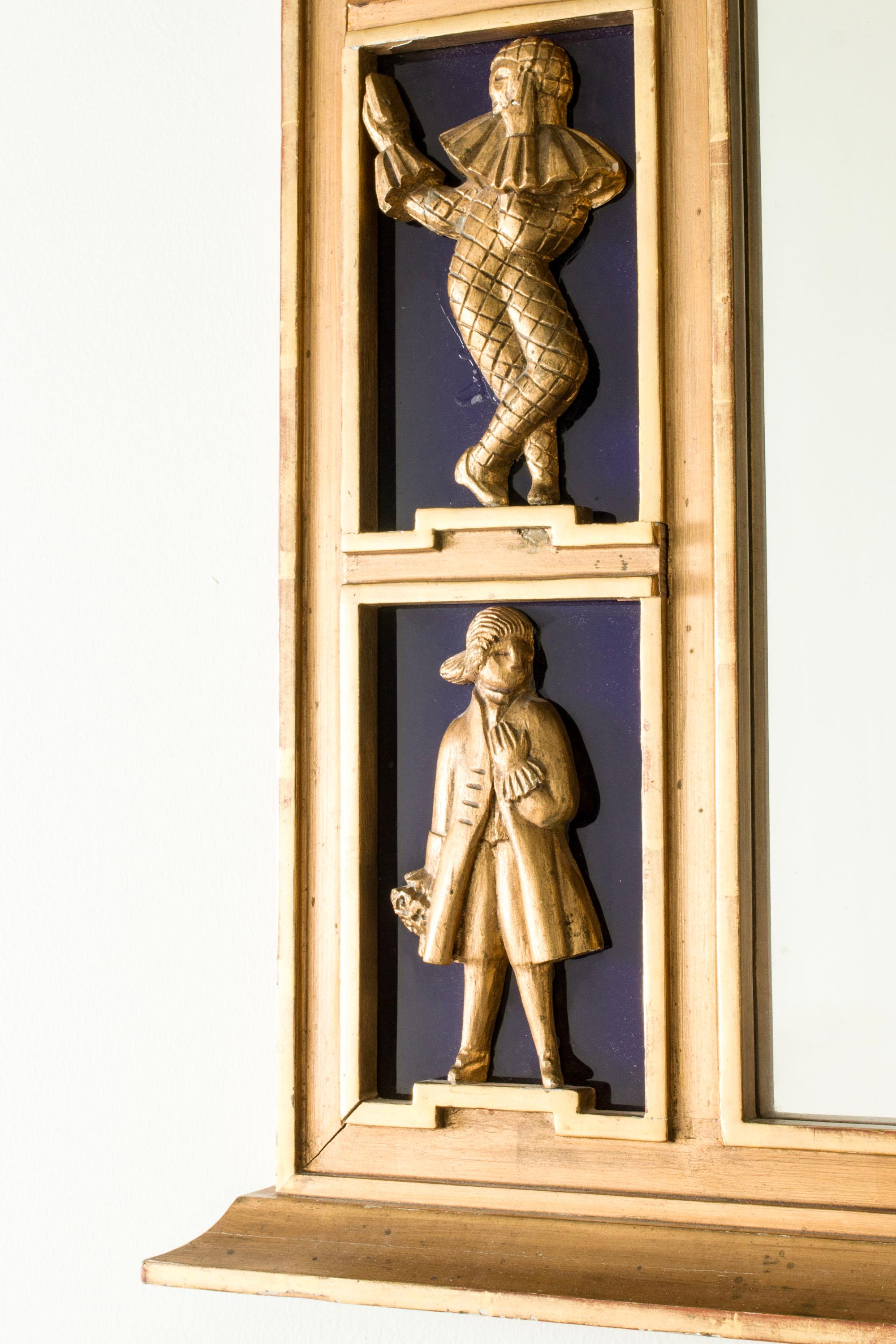 Espejo de pared Grace sueco con figuritas, Suecia, años 20 en venta 1