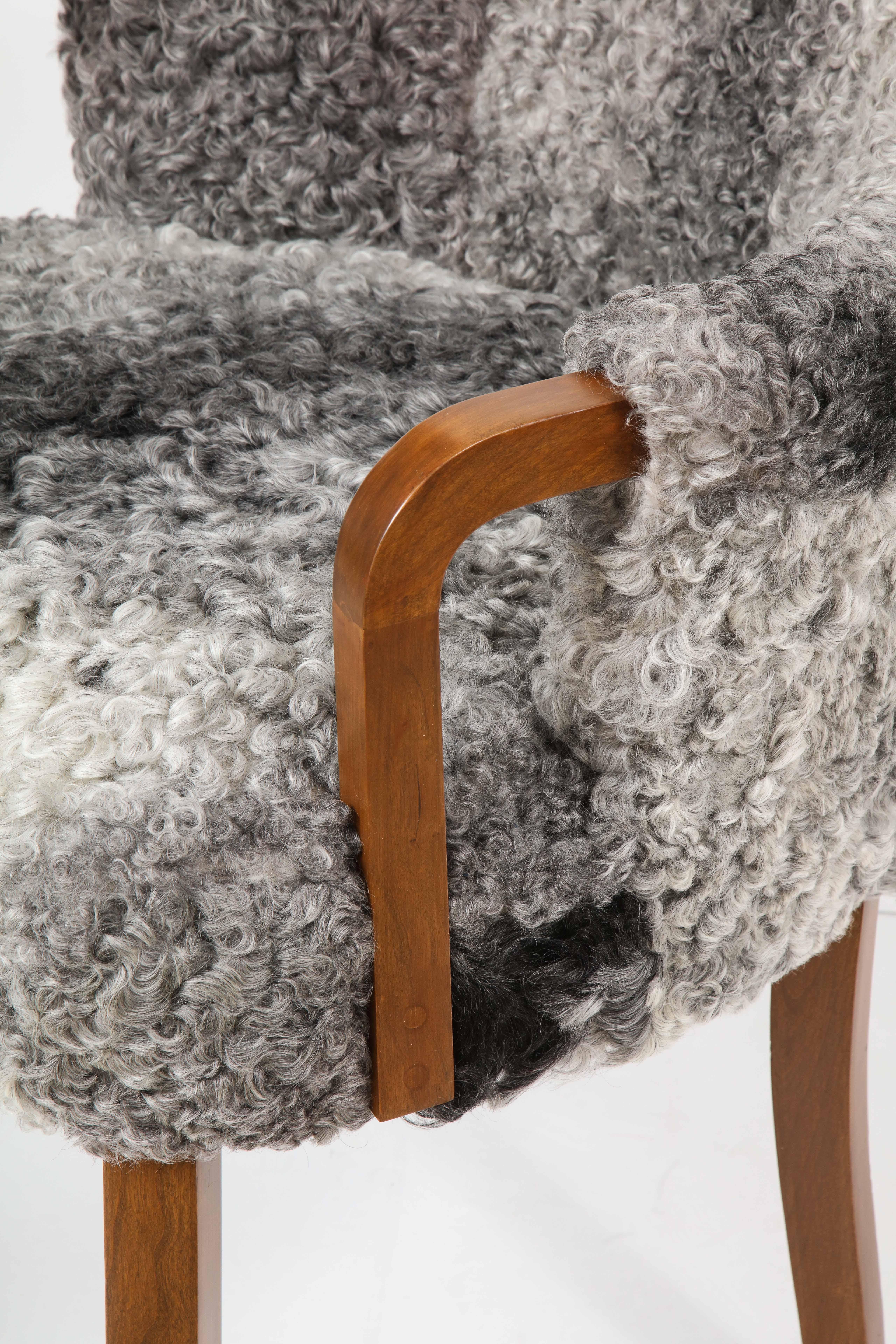 Swedish Grace Walnut, Sheepskin Club Chairs 6