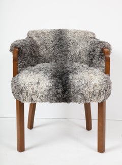 Swedish Grace Walnut, Sheepskin Club Chairs