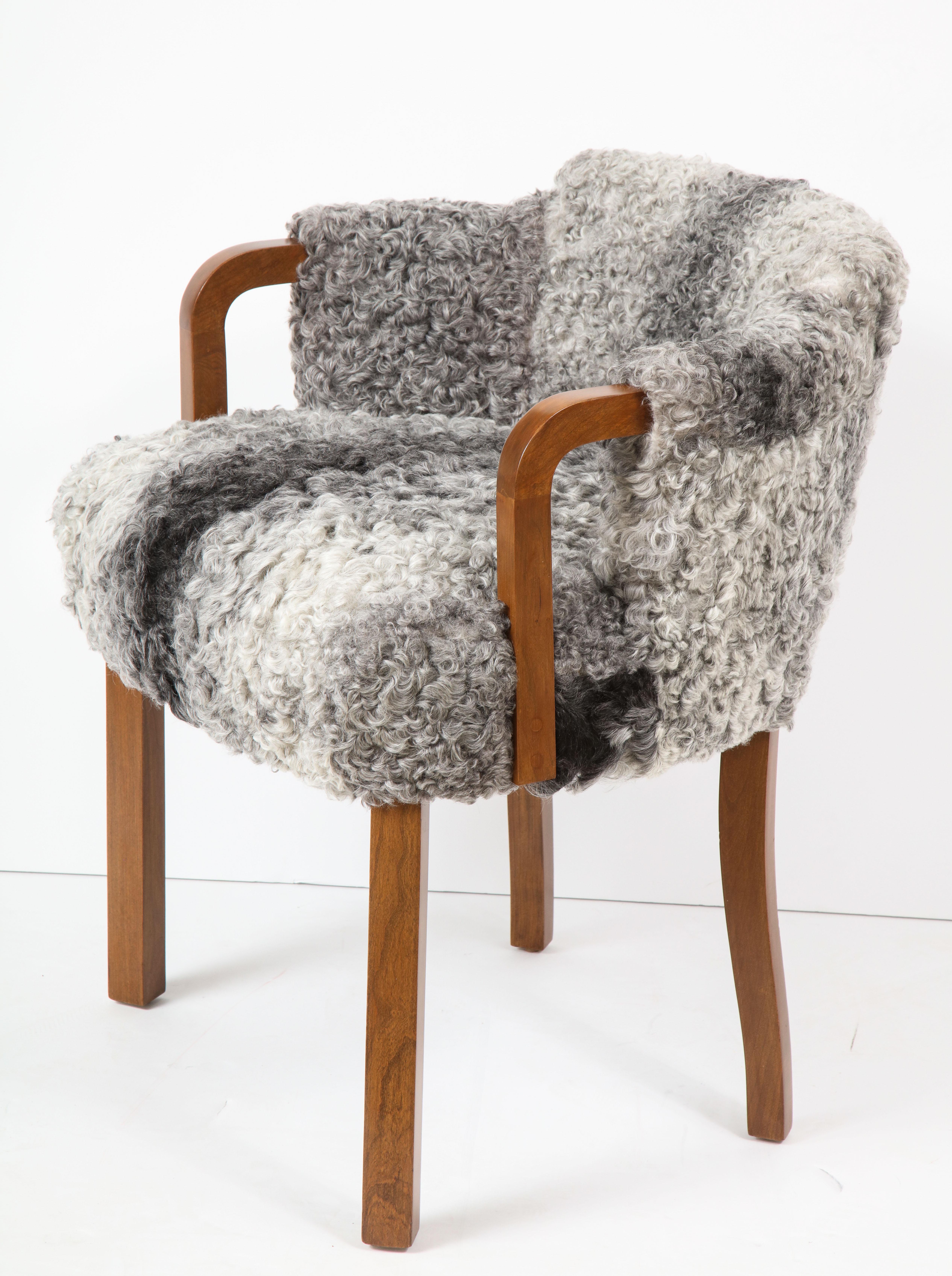 Swedish Grace Walnut, Sheepskin Club Chairs 1