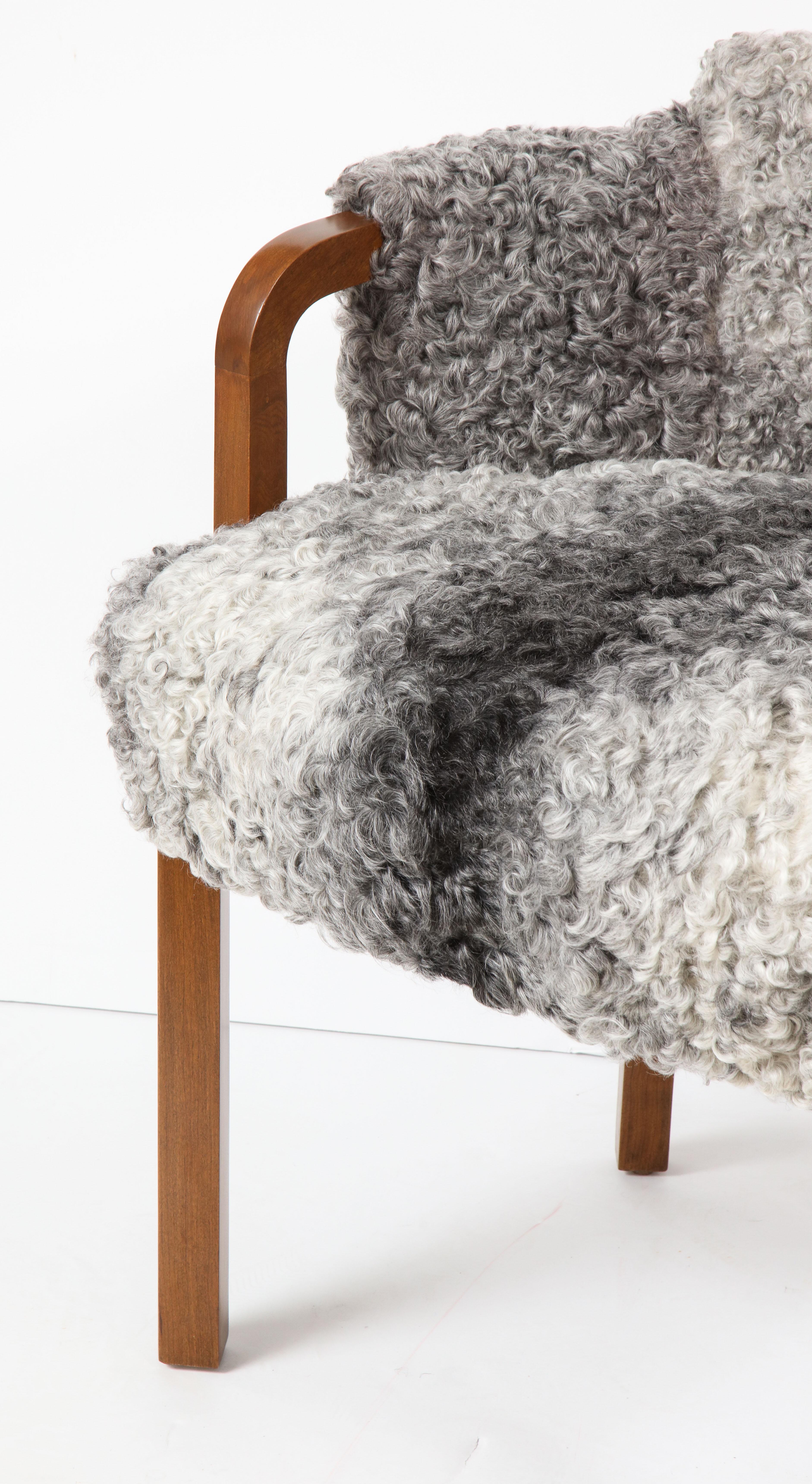 Swedish Grace Walnut, Sheepskin Club Chairs 4