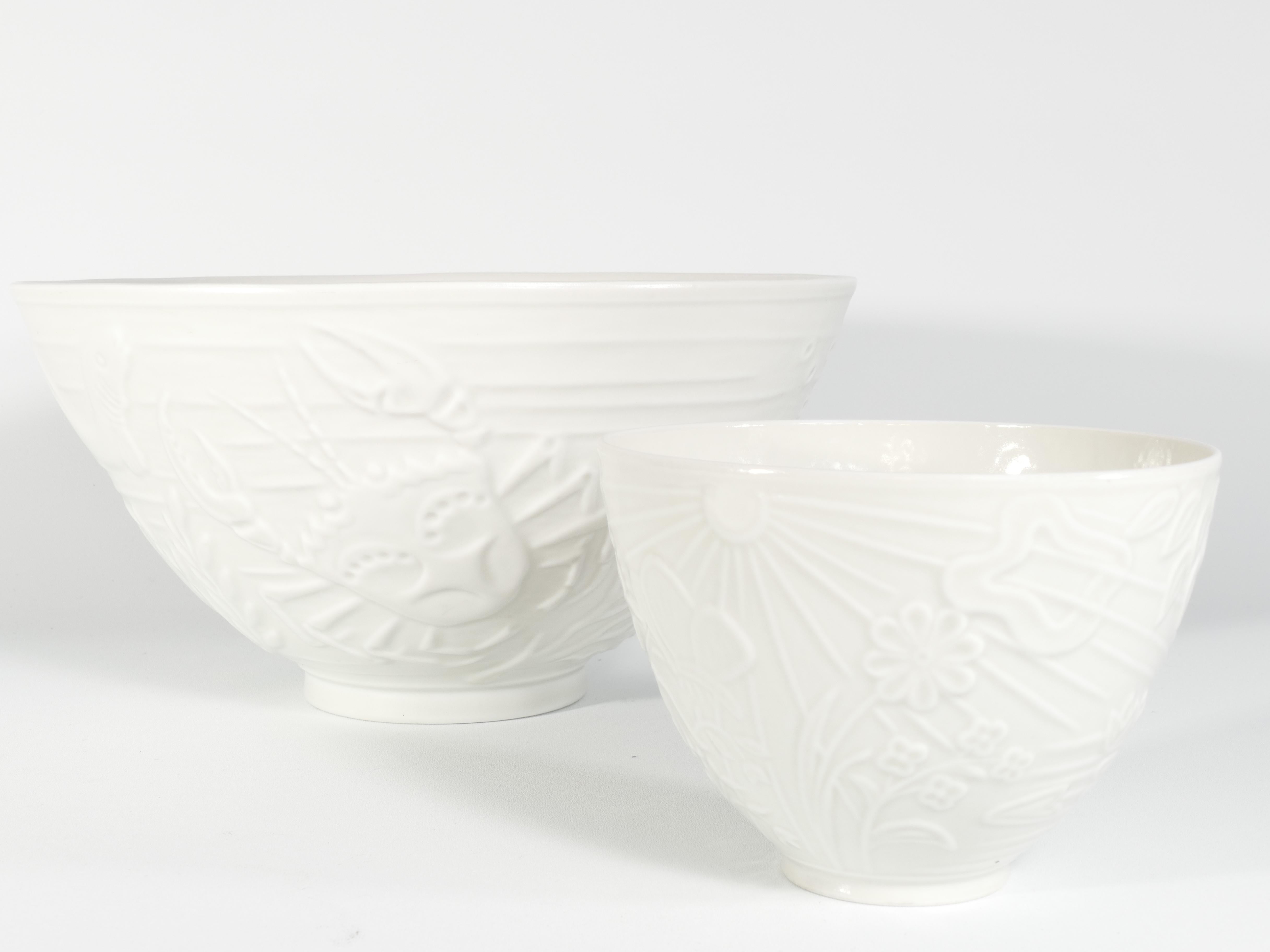 Swedish Grace White Porcelain Sea Themed  Bowl by Gunnar Nylund for ALP, 1940's For Sale 13