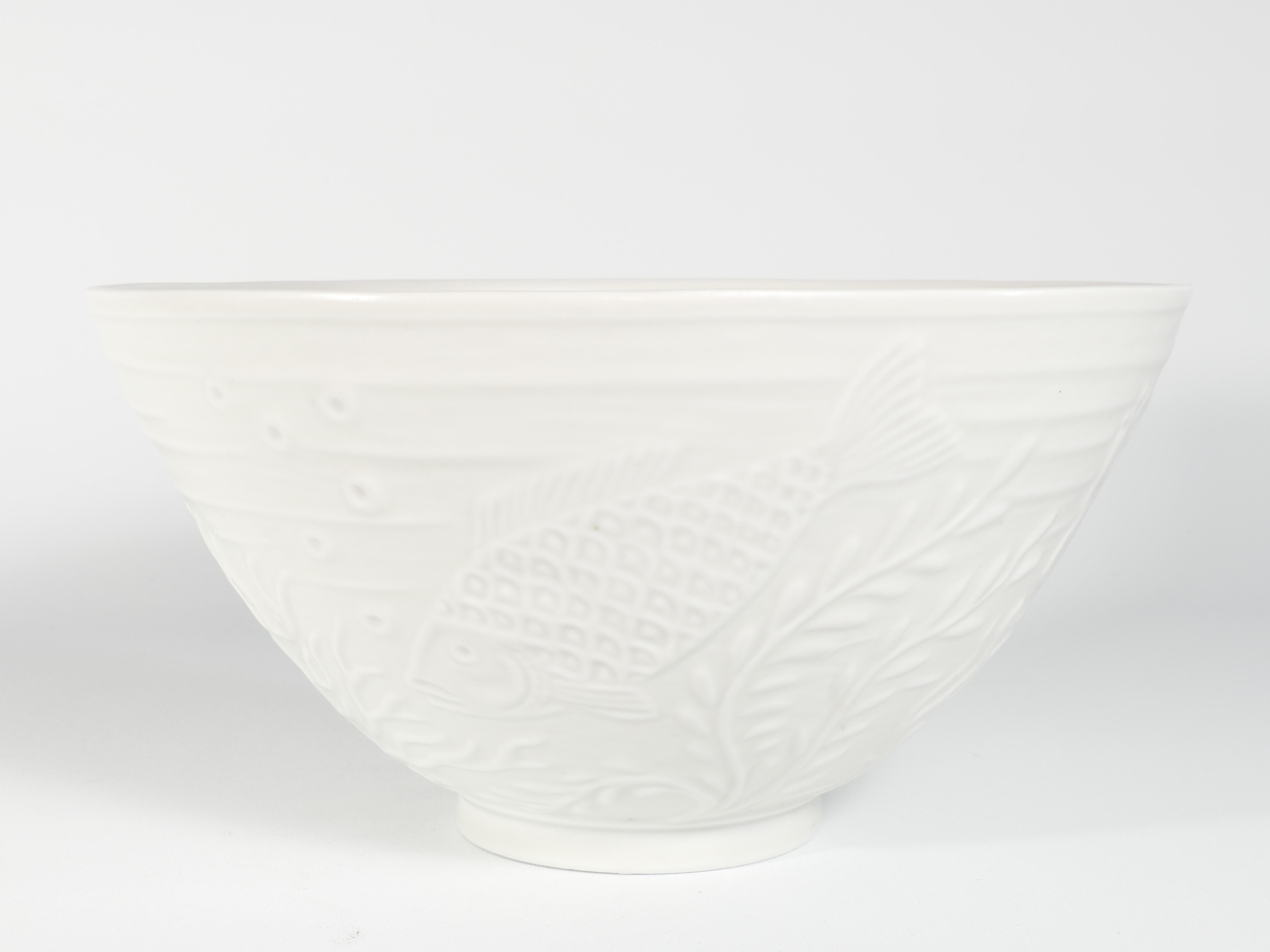 Art Deco Swedish Grace White Porcelain Sea Themed  Bowl by Gunnar Nylund for ALP, 1940's For Sale