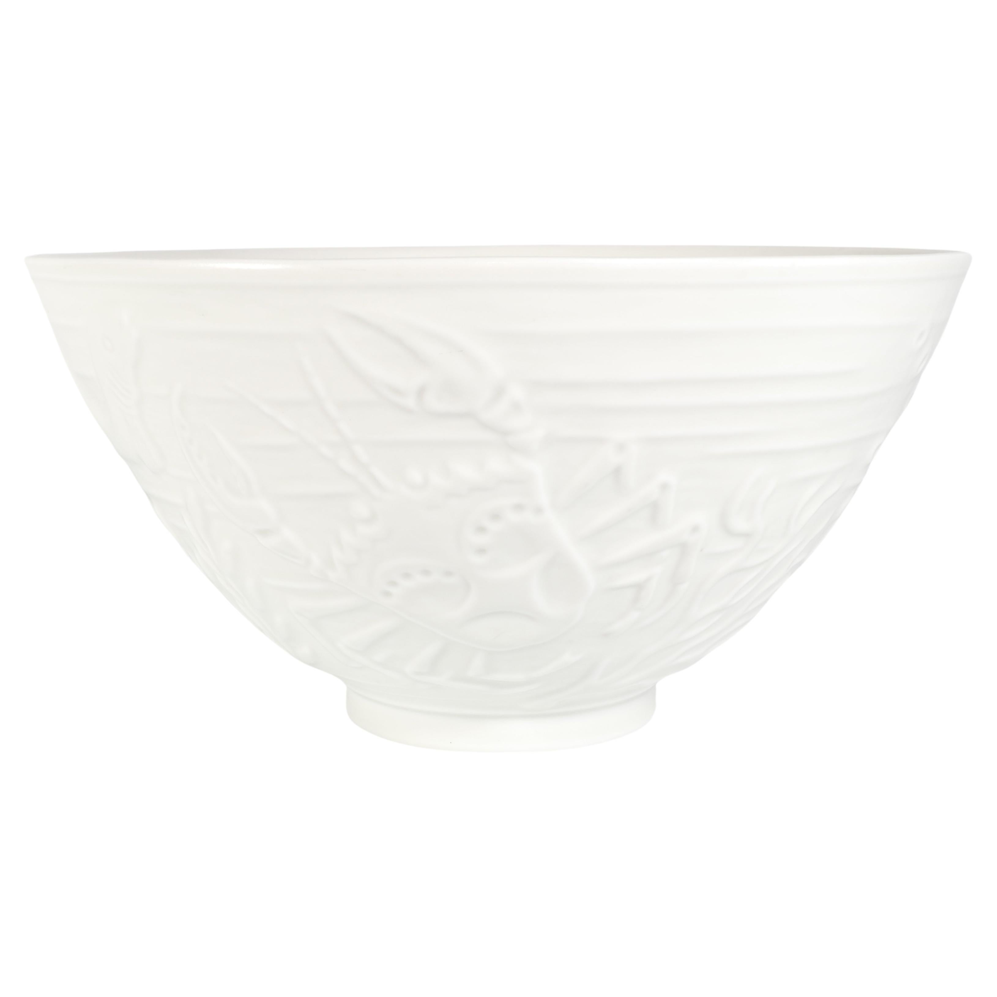 Swedish Grace White Porcelain Sea Themed  Bowl by Gunnar Nylund for ALP, 1940's For Sale