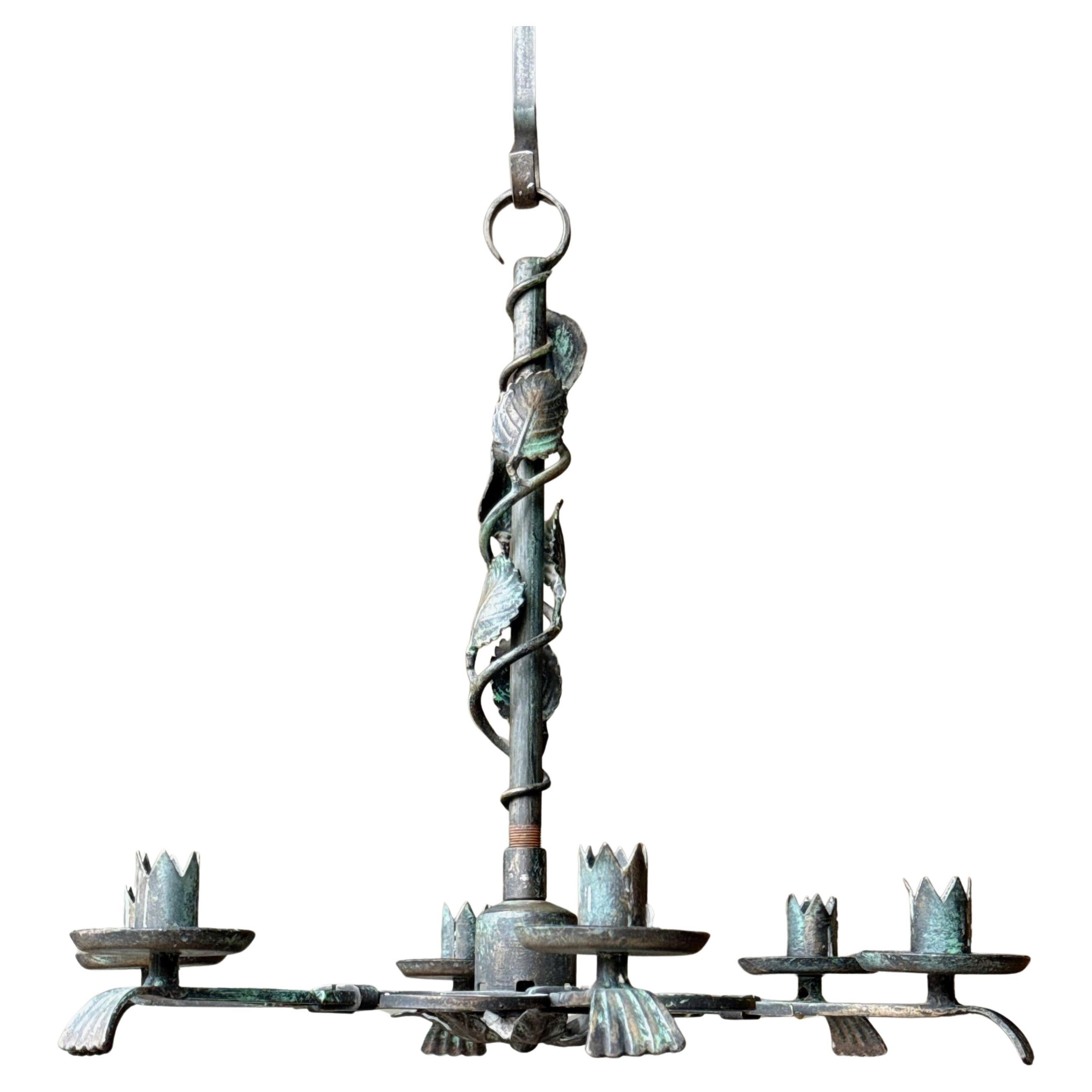 Lampadario in ferro battuto "Swedish Grace" Svezia, anni '30