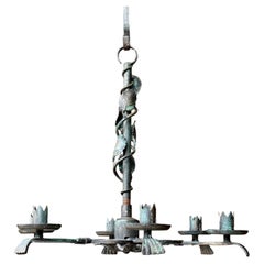 "Swedish Grace" Wrought Iron Chandelier Sweden, 1930s