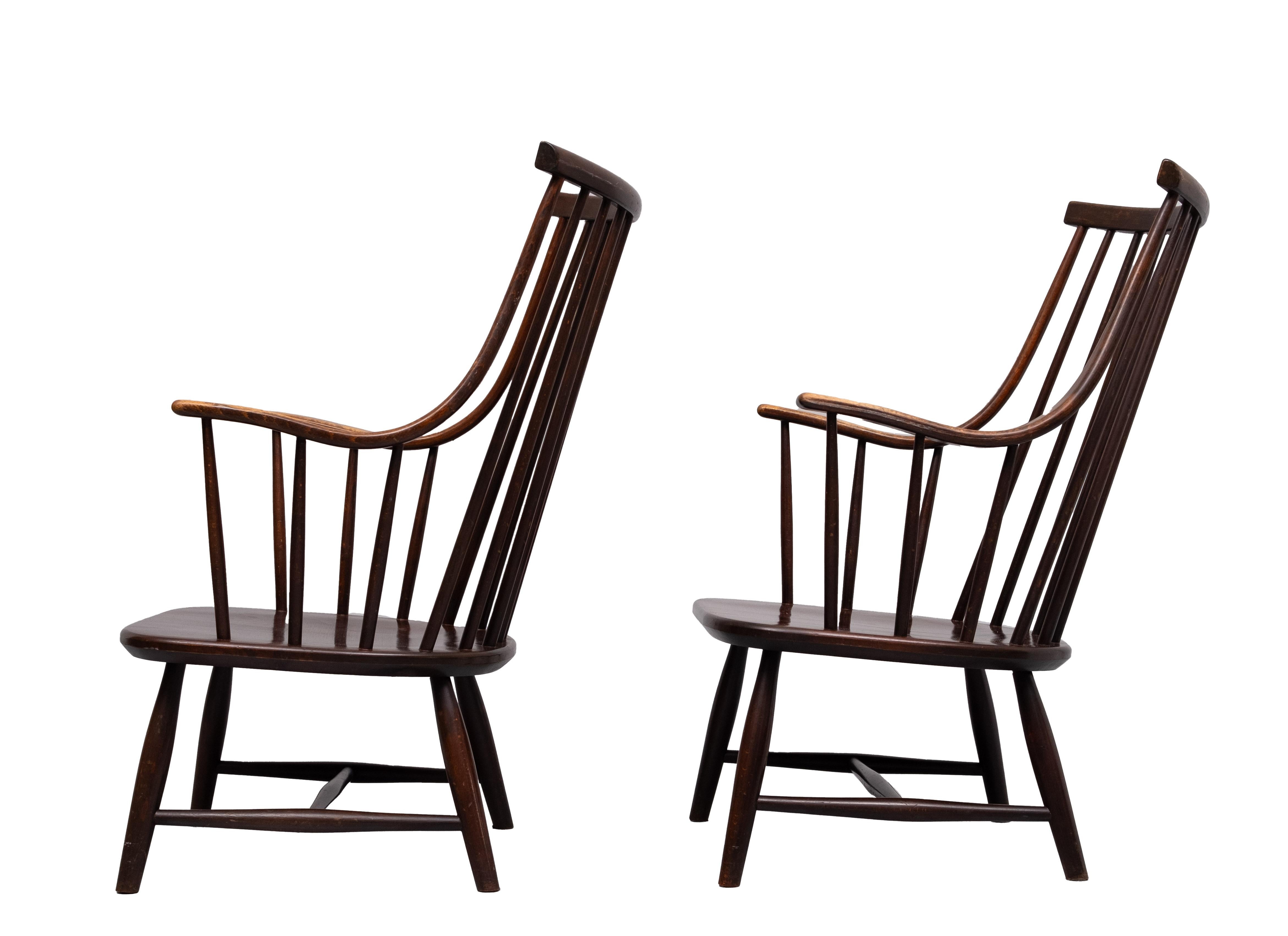 Swedish Grandessa Spindle Back Lounge Chair by Lena Larsson for Nesto, 1960s In Good Condition In Den Haag, NL