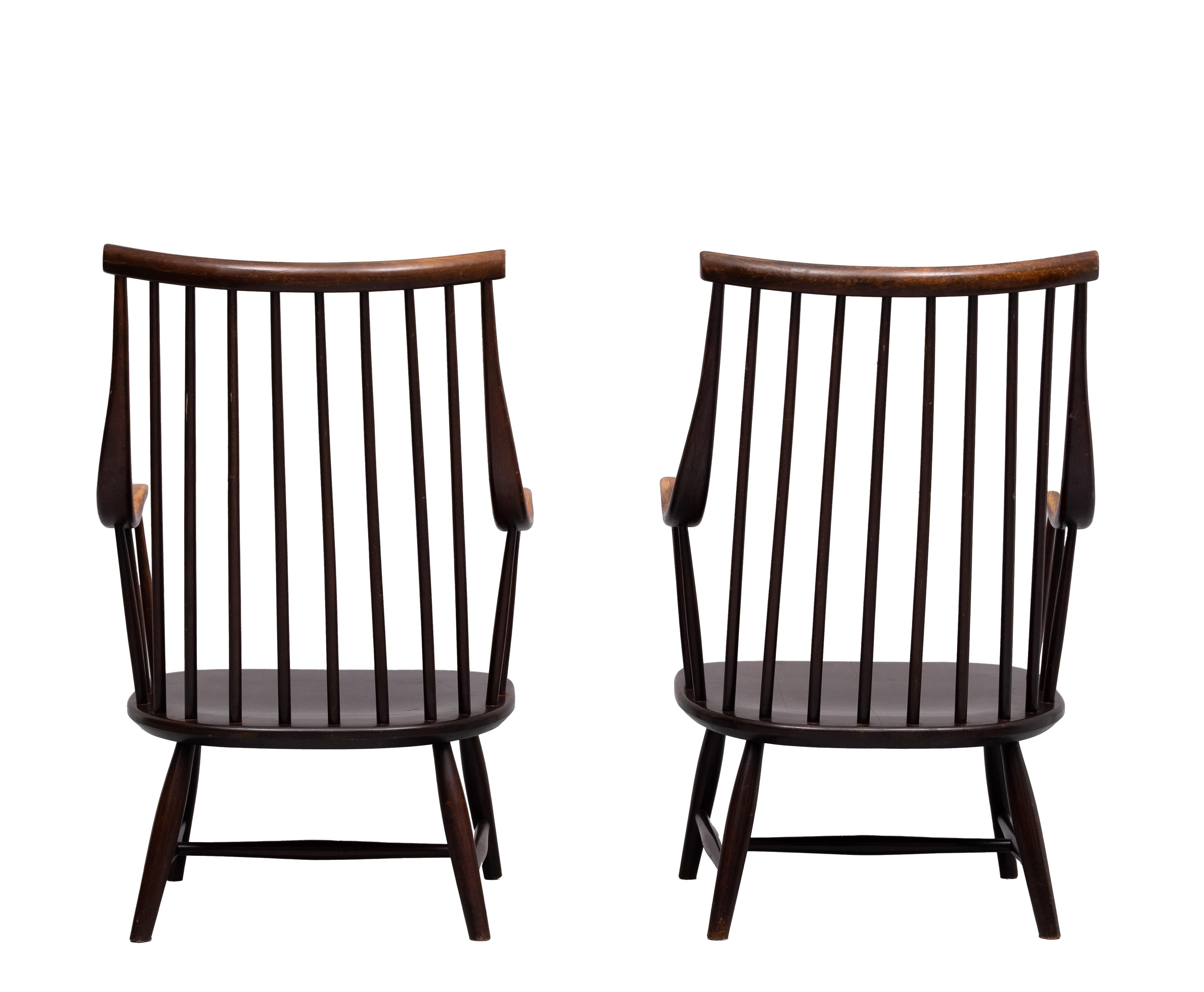 Mid-20th Century Swedish Grandessa Spindle Back Lounge Chair by Lena Larsson for Nesto, 1960s