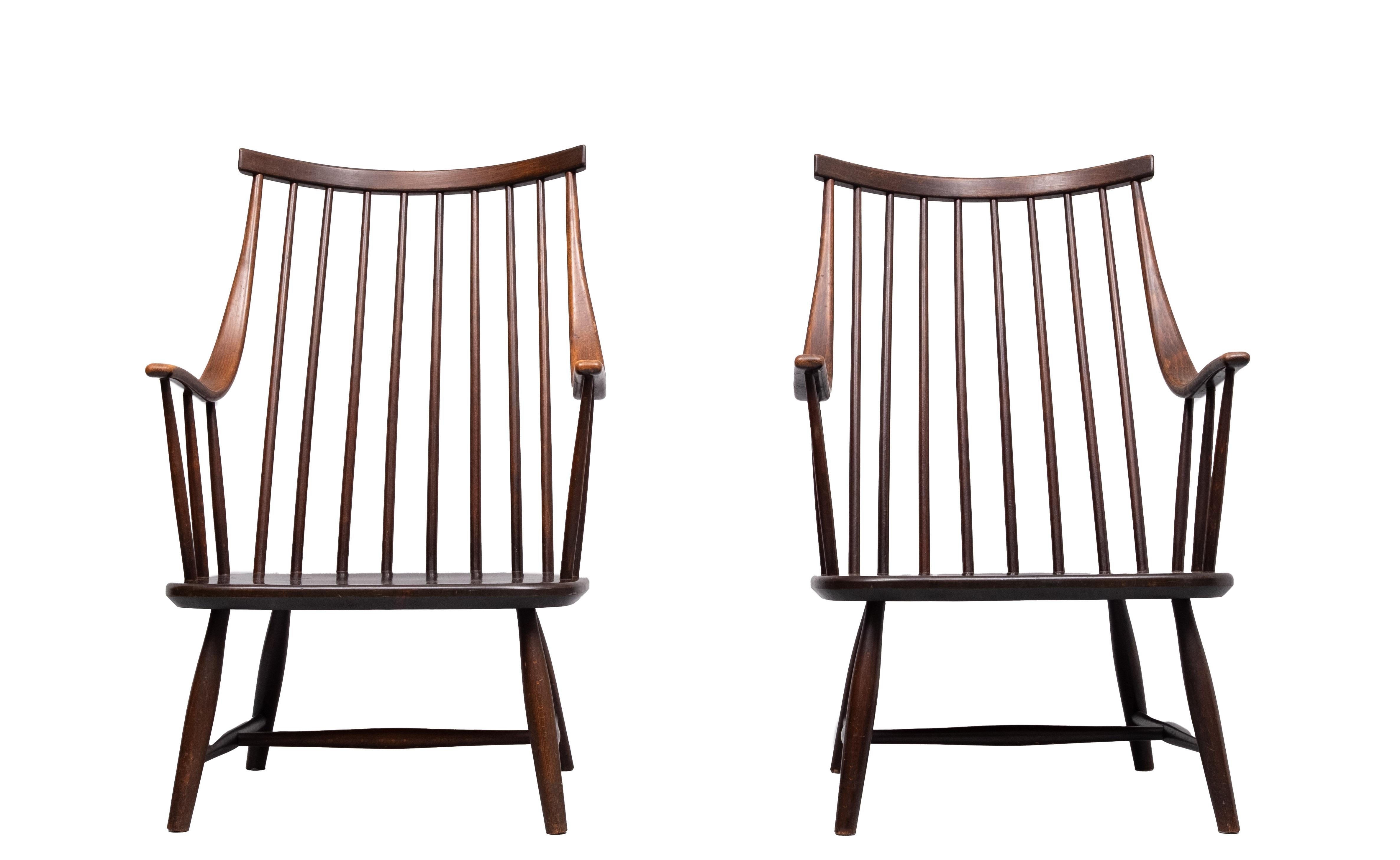 Beech Swedish Grandessa Spindle Back Lounge Chair by Lena Larsson for Nesto, 1960s