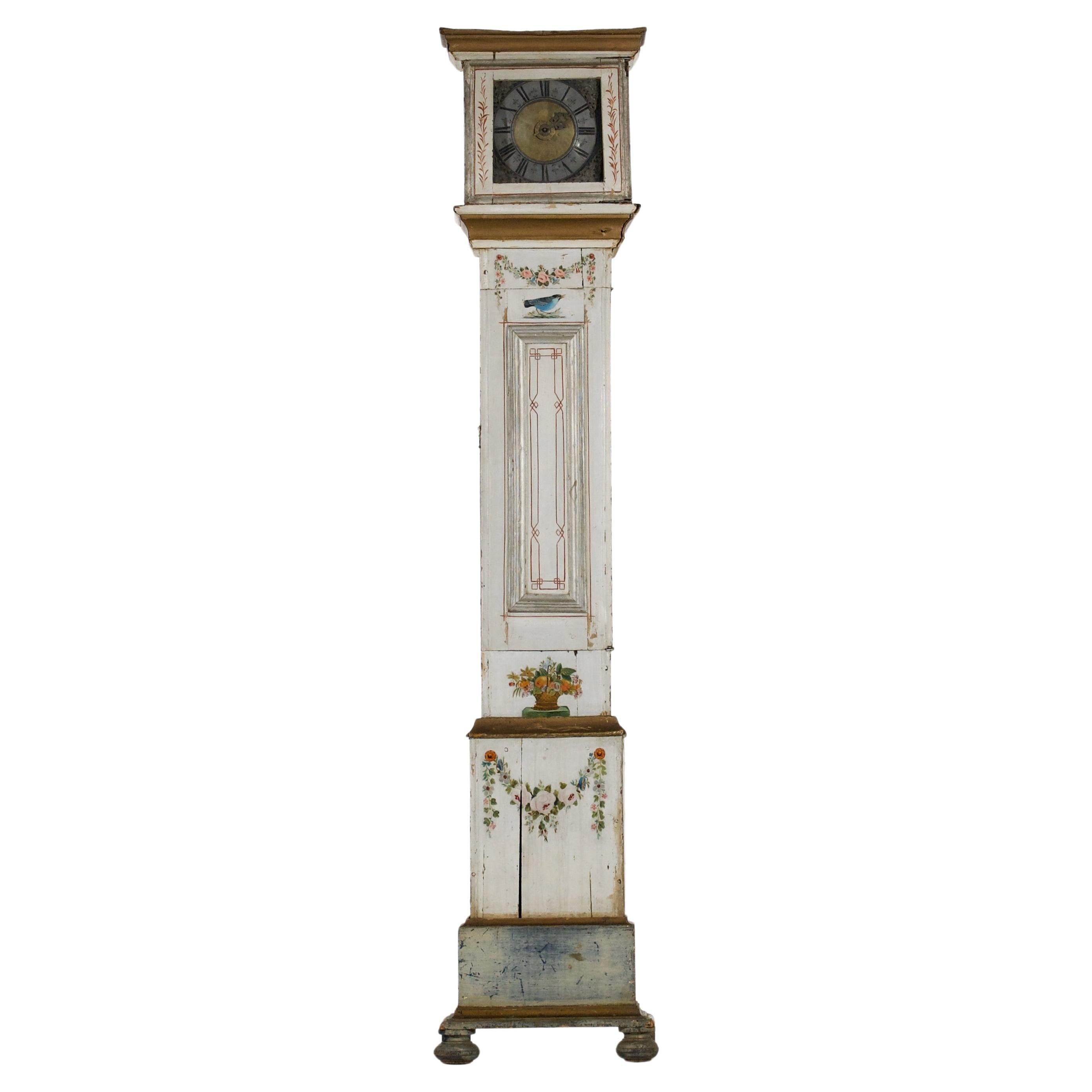 Swedish grandfather clock, circa 1790 For Sale