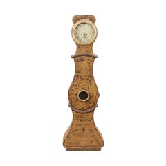 Antique 19th C. Swedish Grandfather Clock with it's Original Face & Warm Color Palette