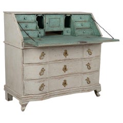 Antique Swedish Gray Painted Secretary Bureau, circa 1800