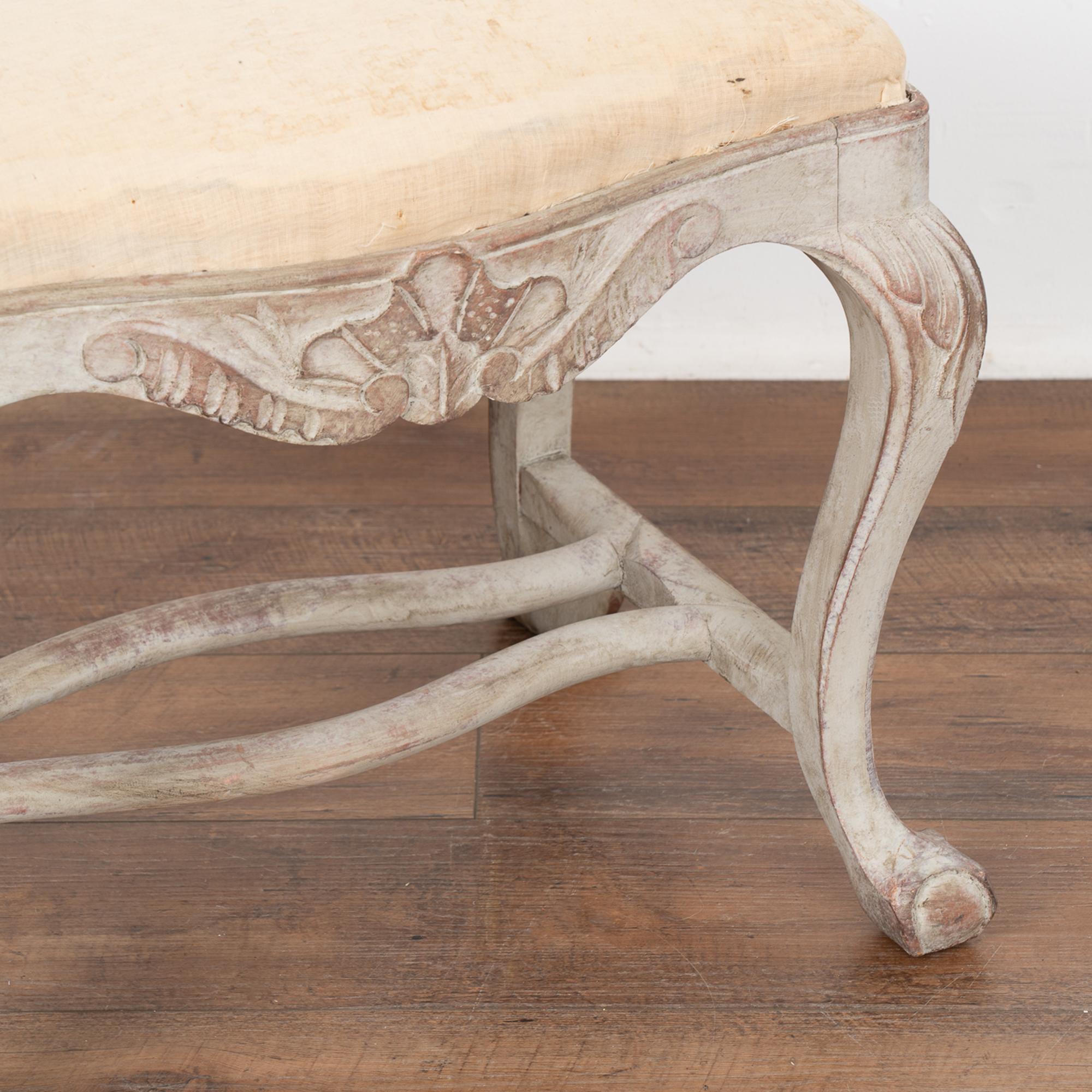 Swedish Gray Tabouret Stool With Cabriolet Legs, circa 1890 1