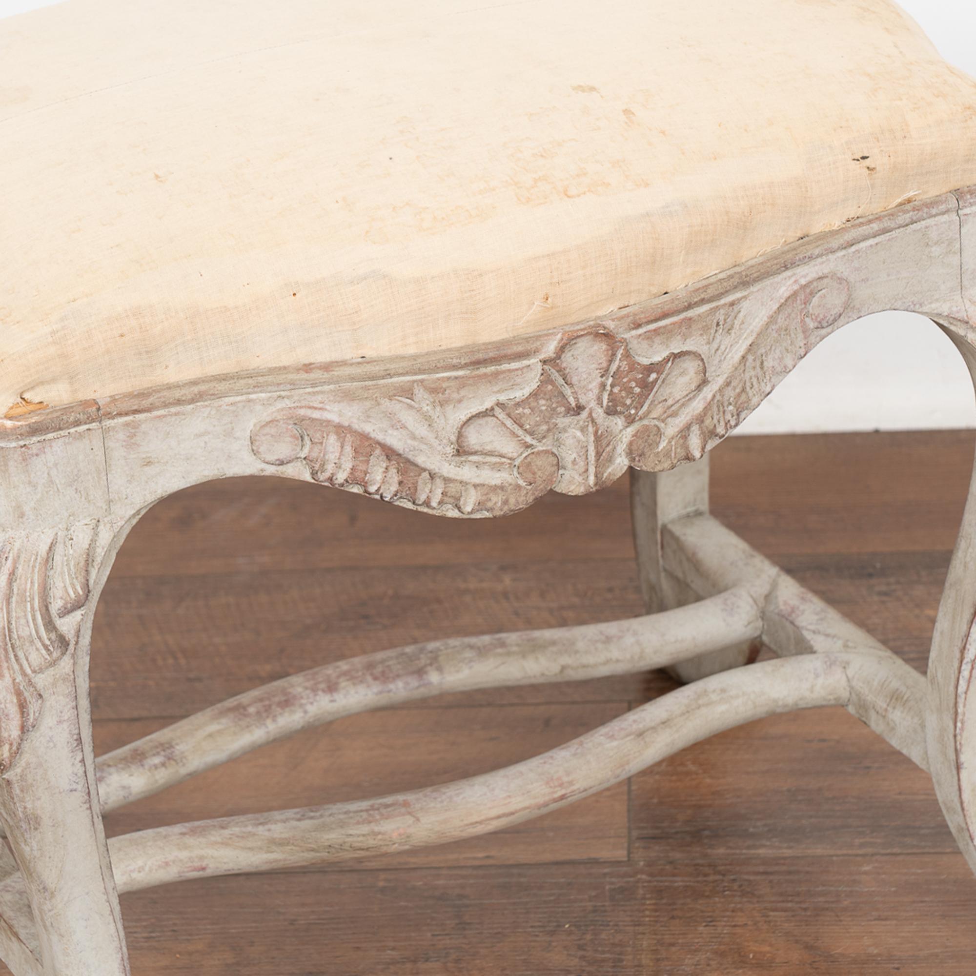Swedish Gray Tabouret Stool With Cabriolet Legs, circa 1890 2