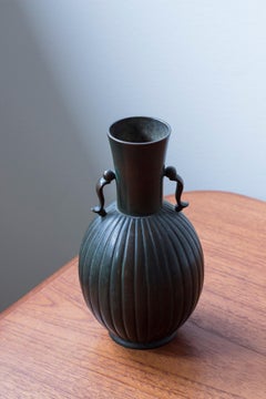 Schwedische Weidebronzevase, hergestellt von Guldsmedsaktiebolaget, GAB, Schweden 1930er Jahre