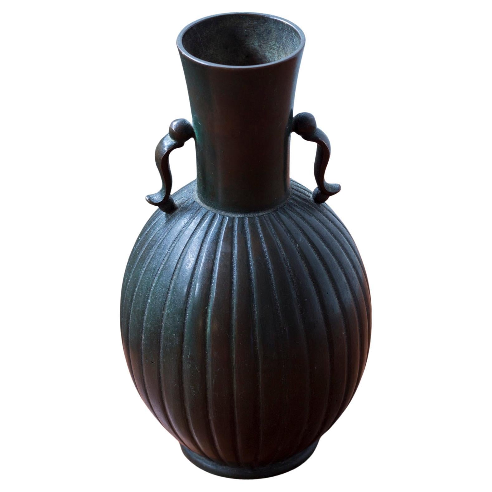 Swedish graze bronze vase produced by Guldsmedsaktiebolaget, GAB, Sweden 1930s