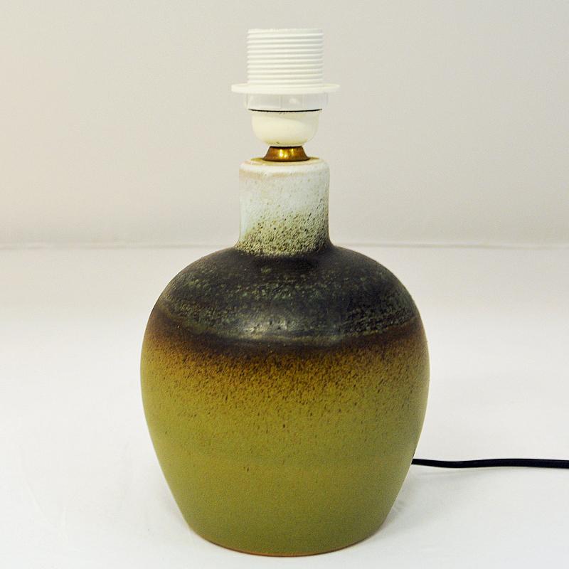 Scandinavian Modern Swedish Green Ceramic Table Lamp from Tilgman Keramik, 1960s