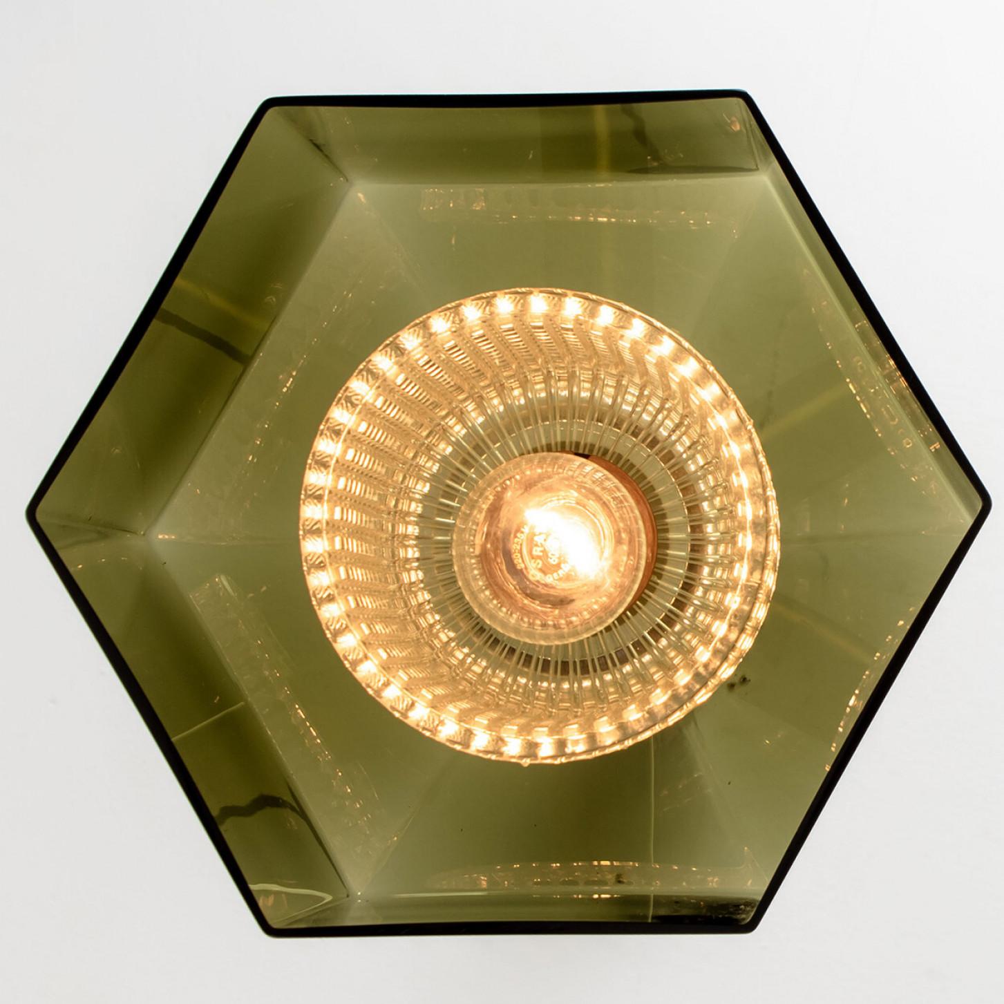 Swedish Green Tinted Glass & Brass Pendant Lamp by Carl Fagerlund for Orrefors 4