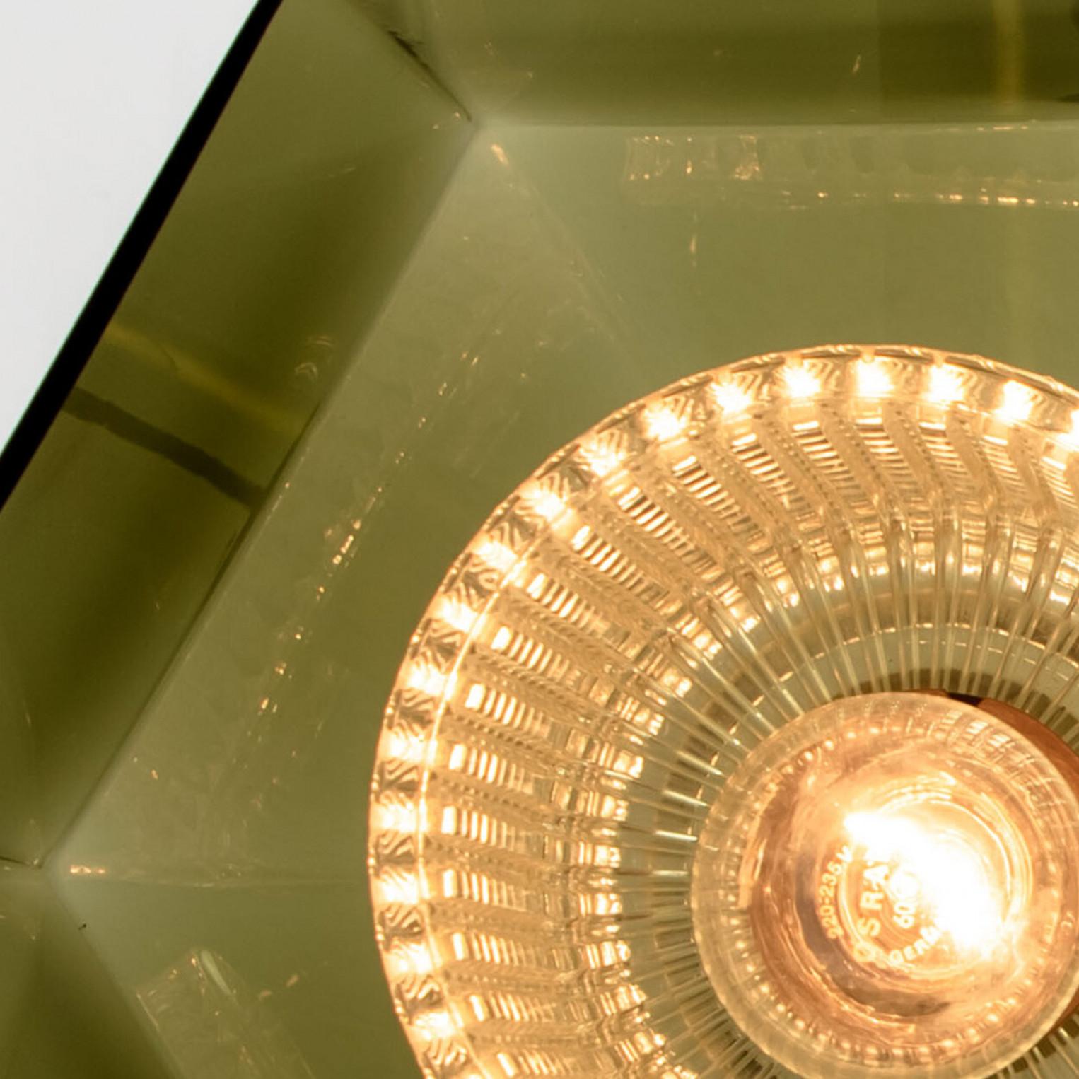 Swedish Green Tinted Glass & Brass Pendant Lamp by Carl Fagerlund for Orrefors 10