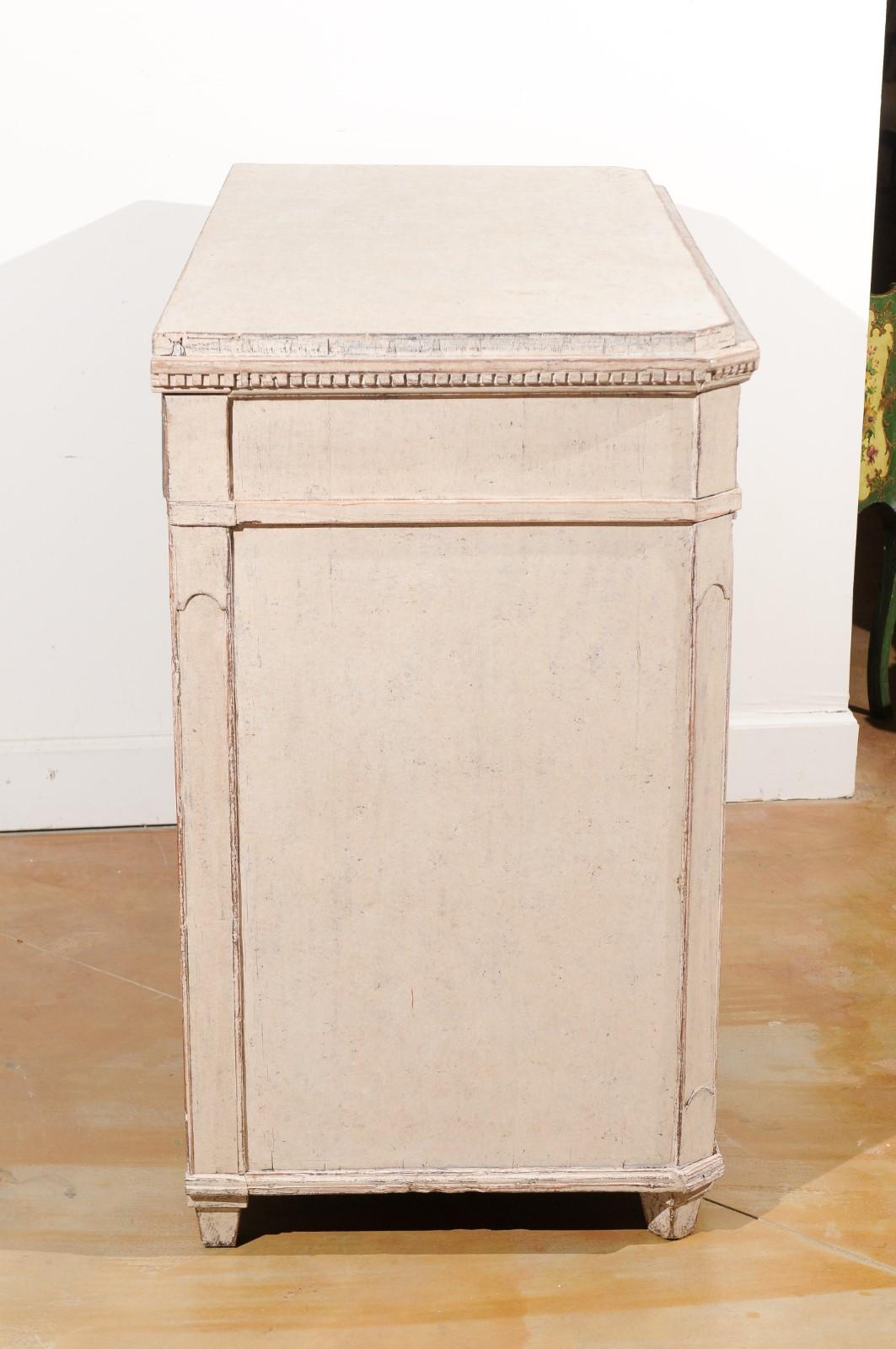 Sold Swedish Gustavian Painted Buffet with Diamond Motifs and Canted Side Posts 7