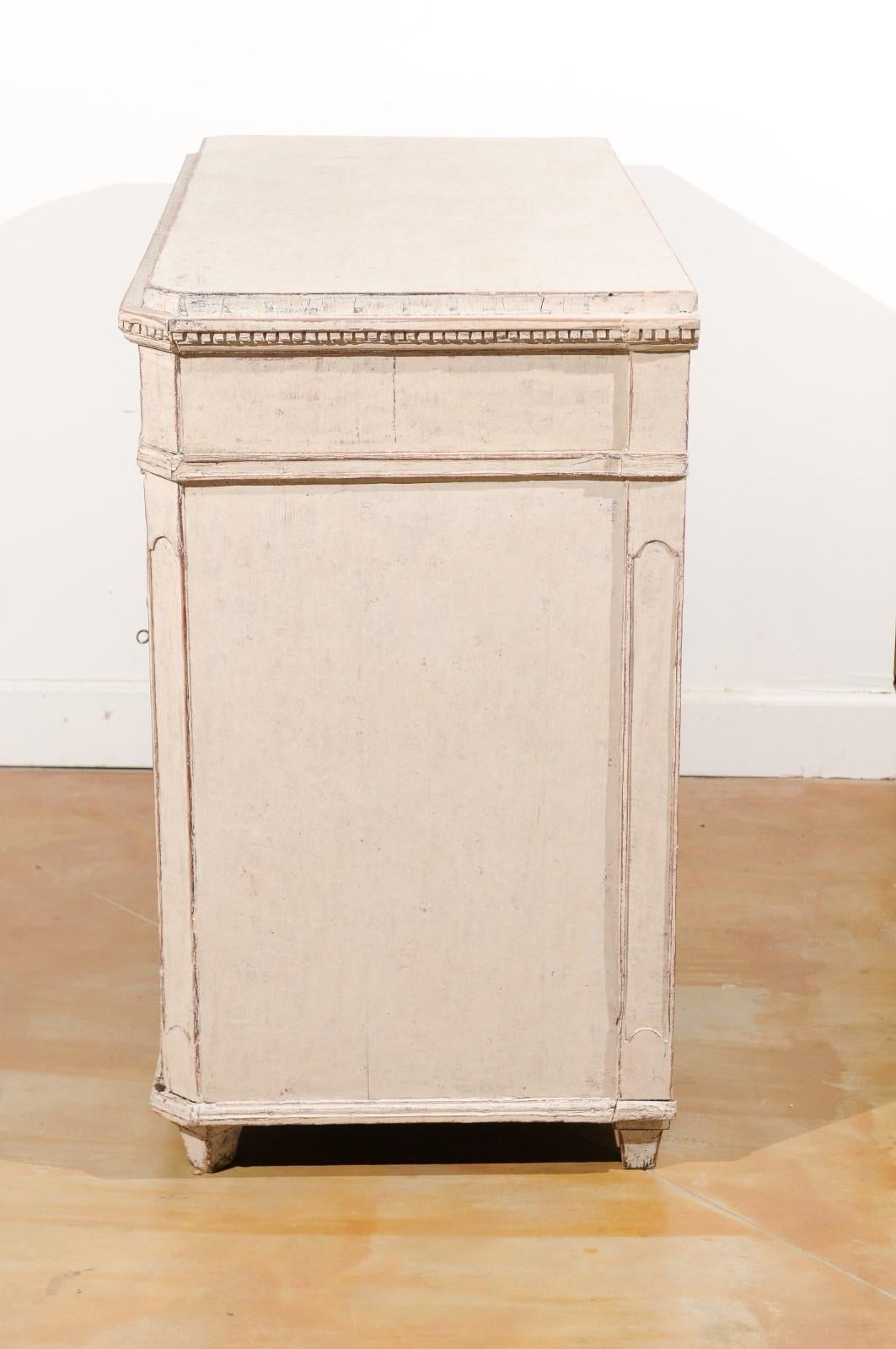 Sold Swedish Gustavian Painted Buffet with Diamond Motifs and Canted Side Posts 10