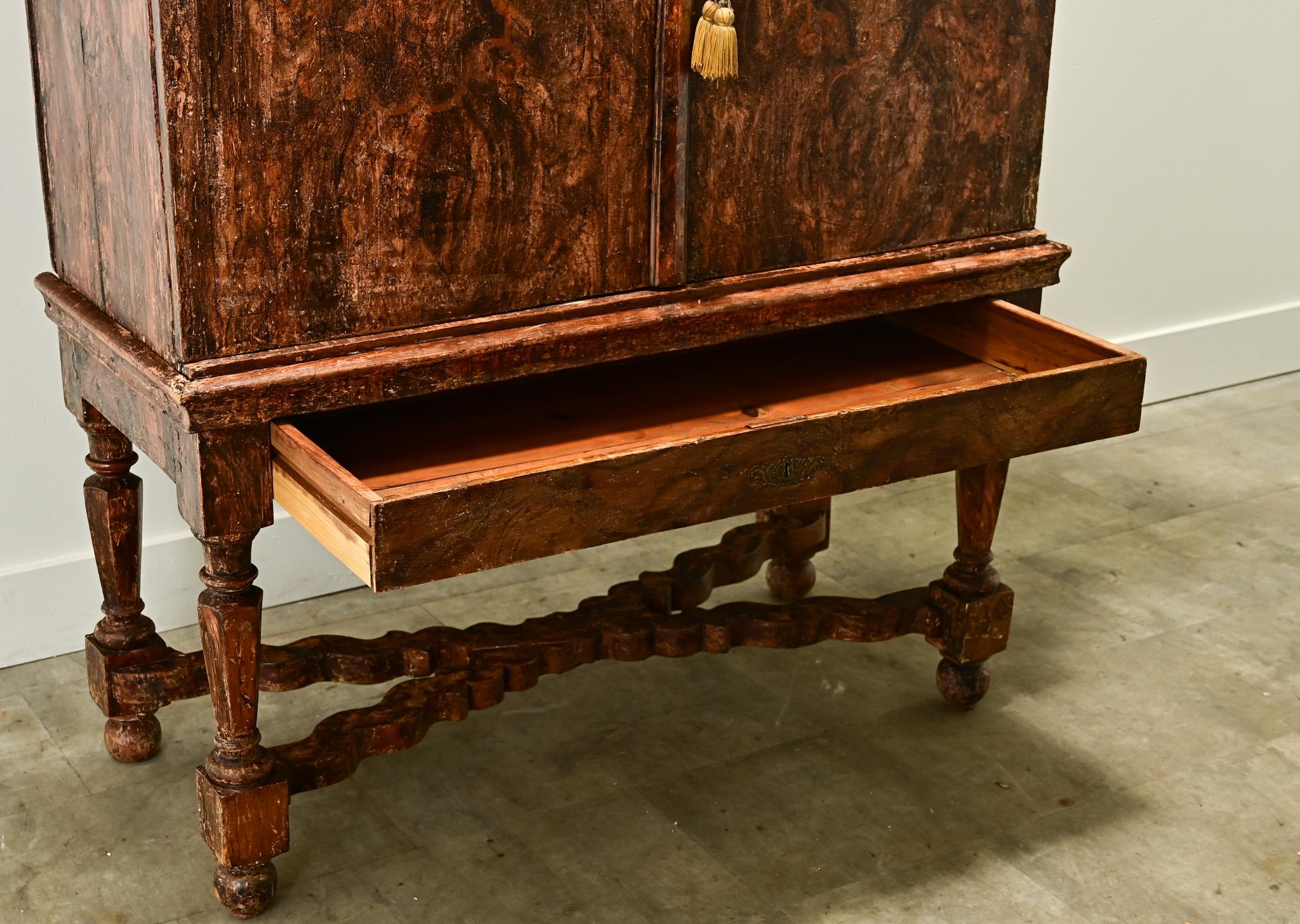 Swedish Gustavian 17th Century Faux Bois Cabinet For Sale 6