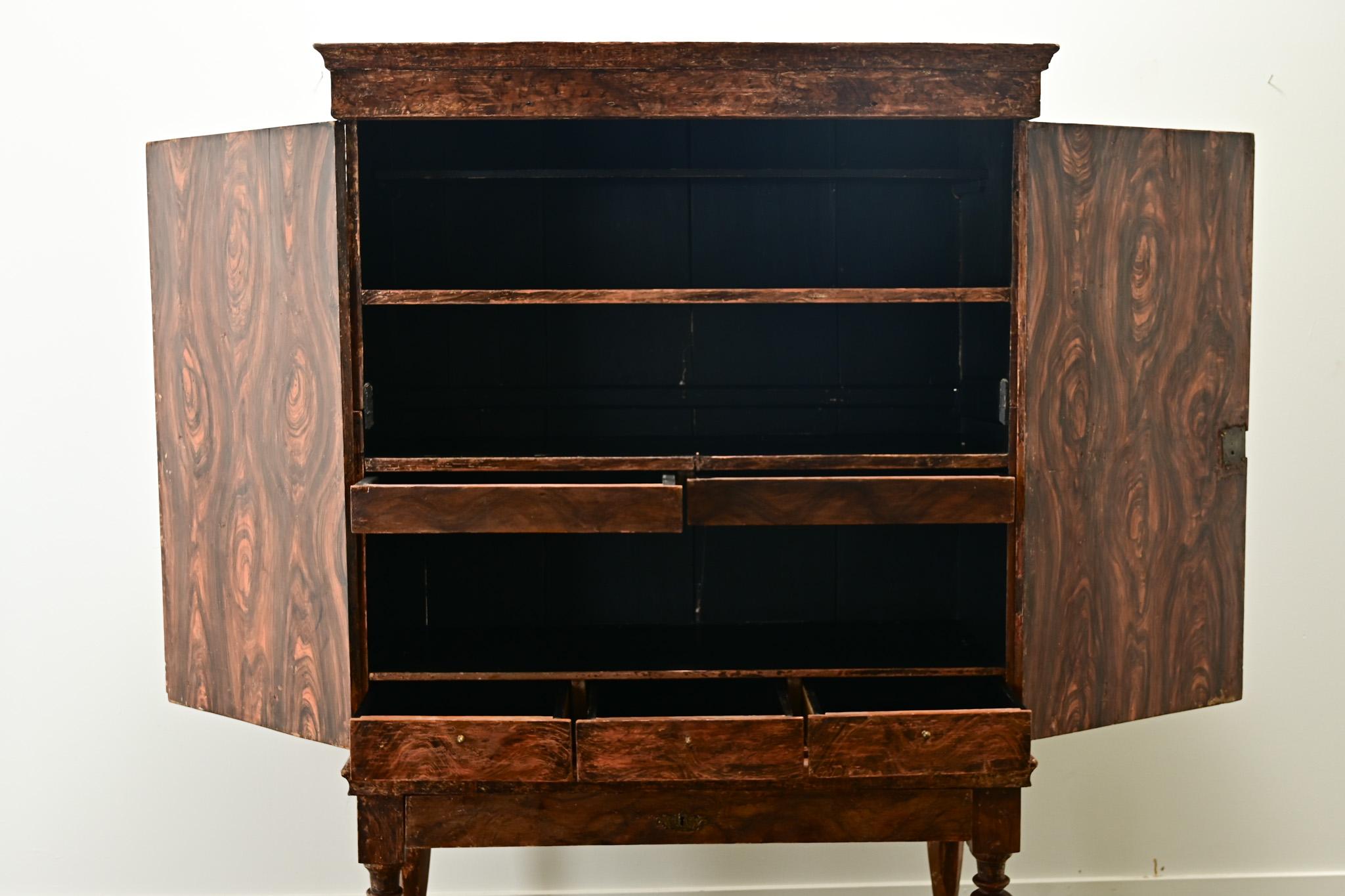 Swedish Gustavian 17th Century Faux Bois Cabinet For Sale 7